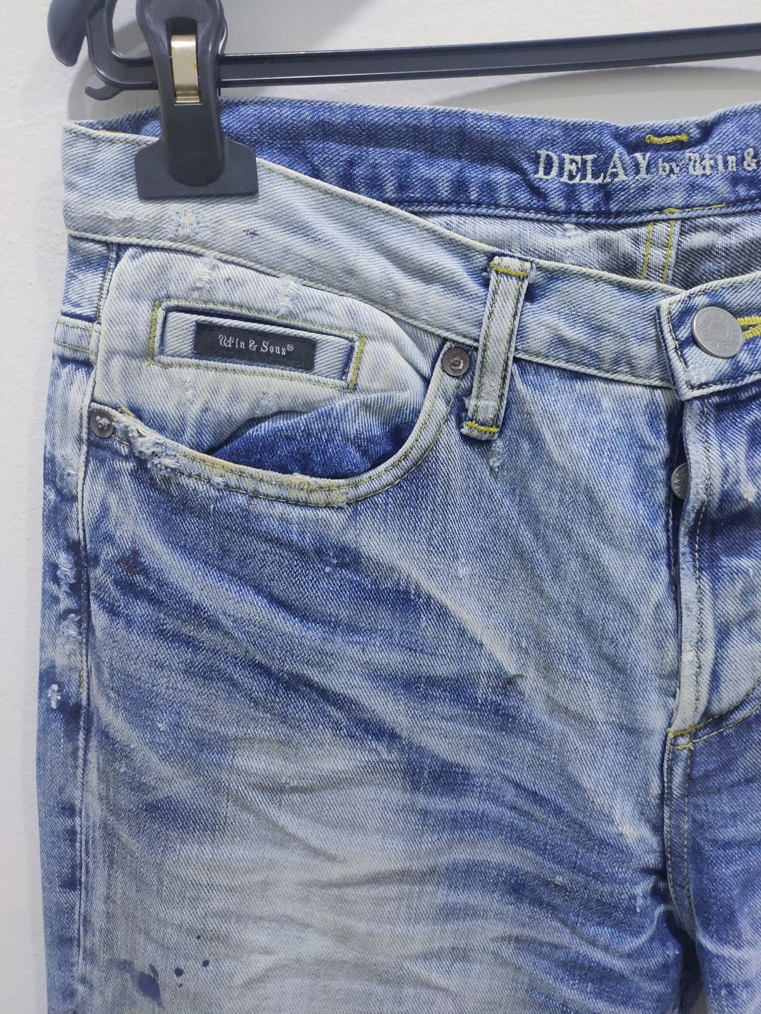 Japanese Brand × Seditionaries WIN & SONS Boro Patchwork Rugged Paint Splatter Denim Jeans Size US 30 / EU 46 - 7 Thumbnail