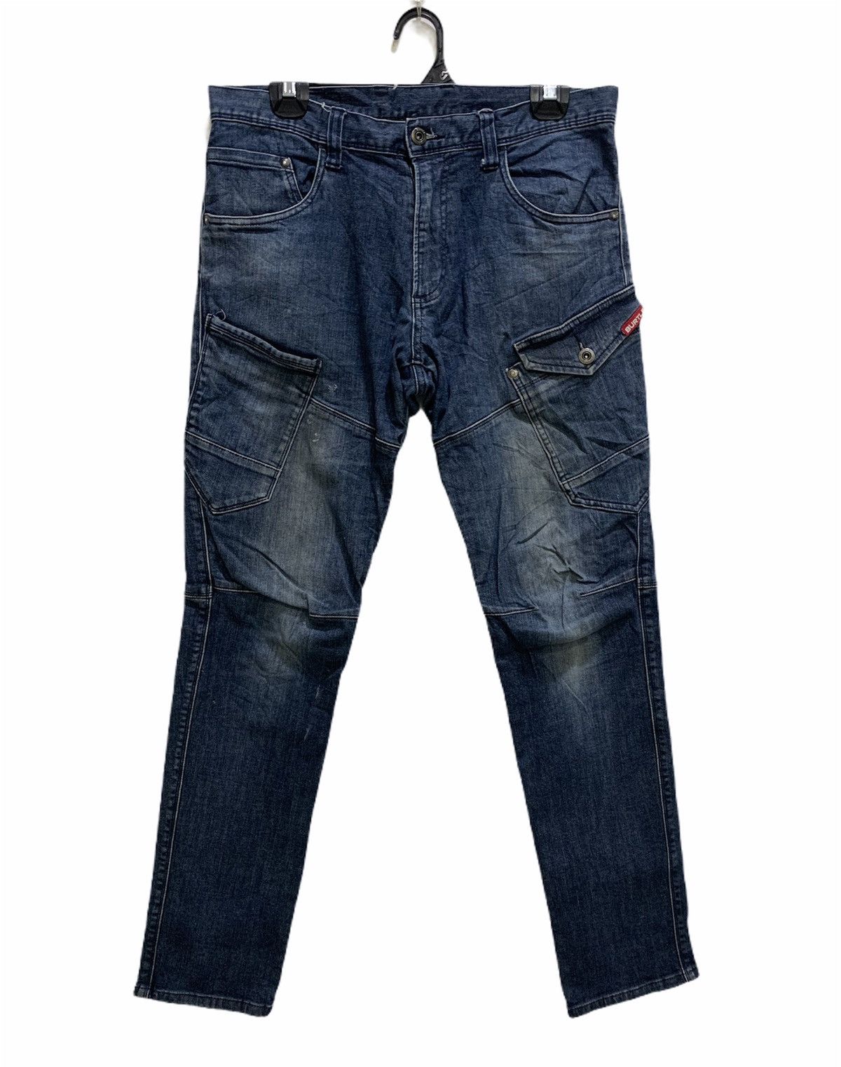 Seditionaries BURTLE 7 Pocket Workwear Patchwork Biker Denim Rider Jeans Size US 32 / EU 48 - 1 Thumbnail