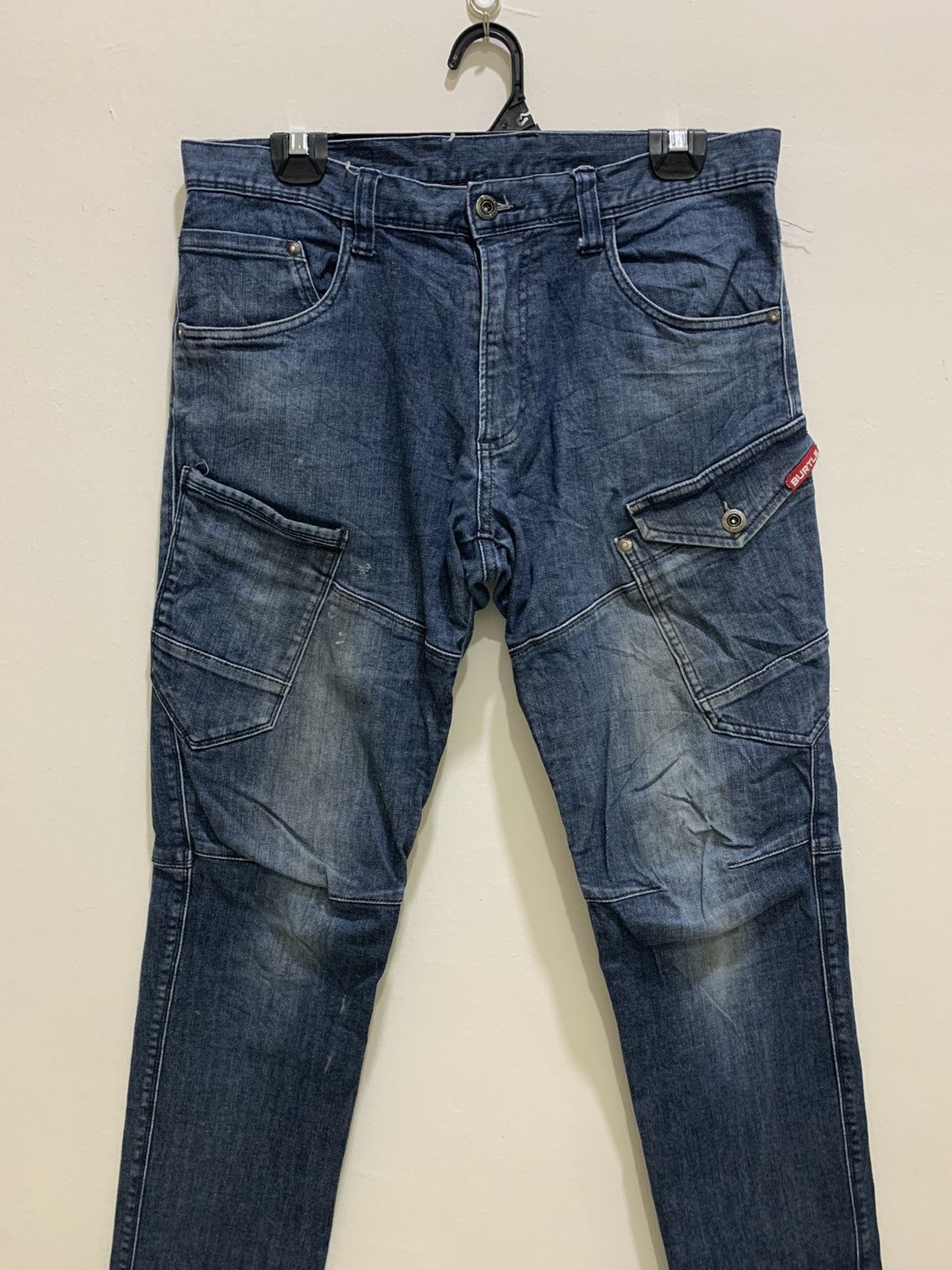 Seditionaries BURTLE 7 Pocket Workwear Patchwork Biker Denim Rider Jeans Size US 32 / EU 48 - 4 Thumbnail