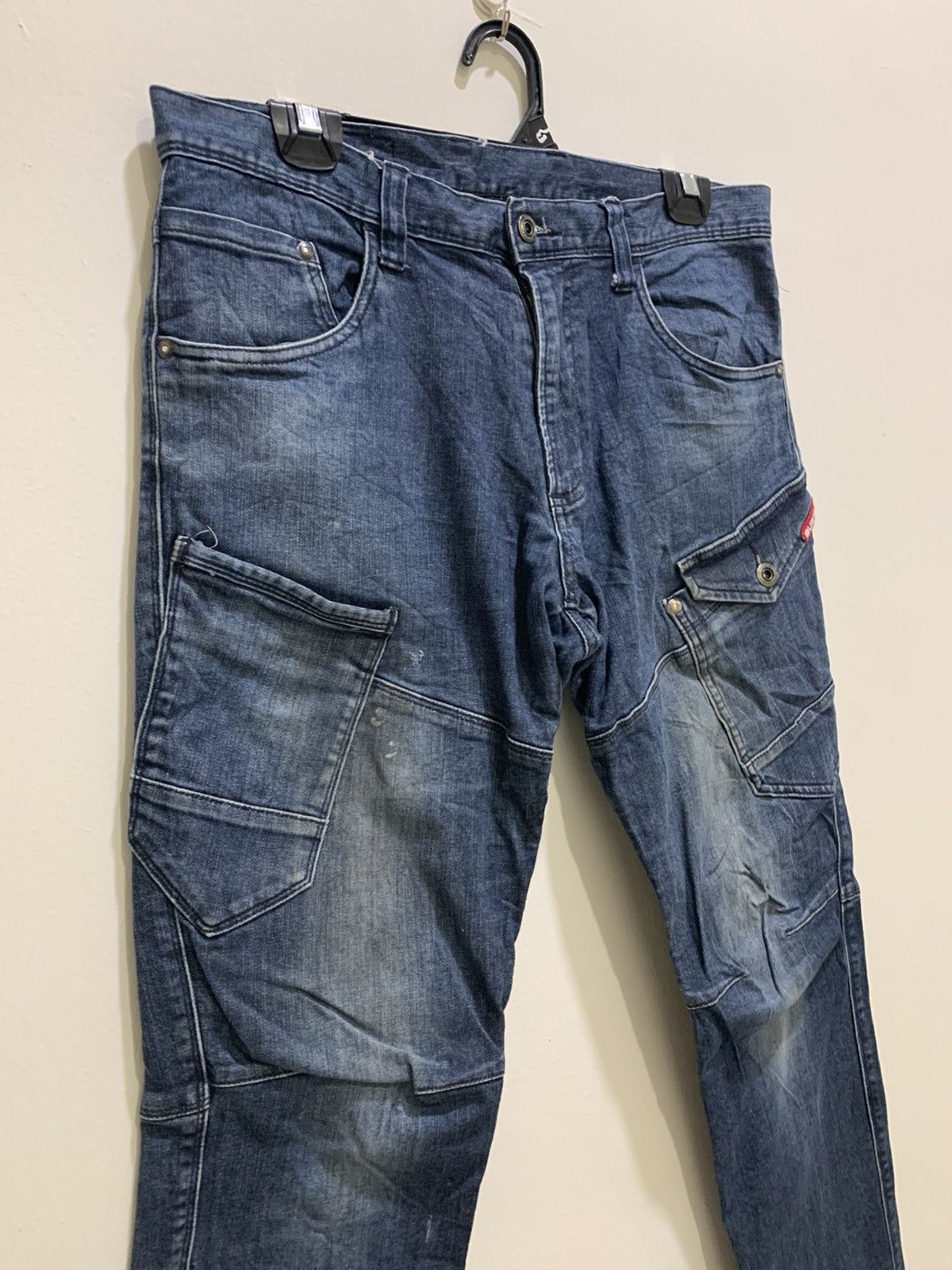 Seditionaries BURTLE 7 Pocket Workwear Patchwork Biker Denim Rider Jeans Size US 32 / EU 48 - 6 Thumbnail
