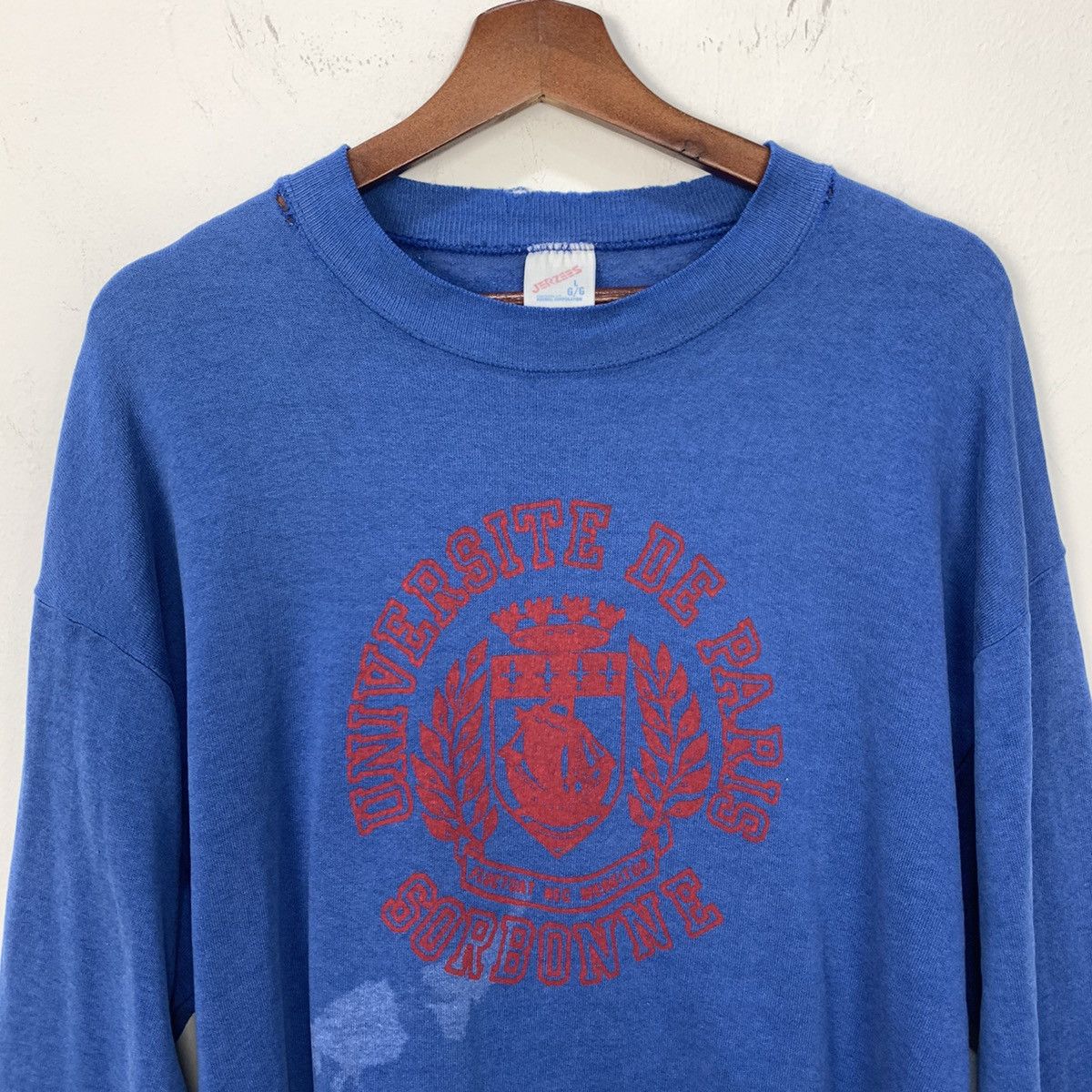 Jerzees Vintage 80s UNIVERSITE DE PARIS SORBONNE Jerzees Sweatshirt Size US L / EU 52-54 / 3 - 3 Thumbnail