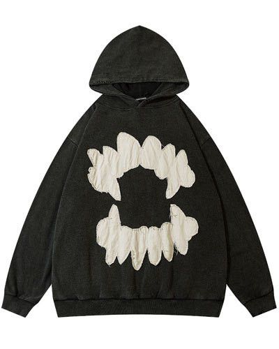 Other Grunge Hip Hop Ripped Embroidery Teeth Patch Hoodie Size US M / EU 48-50 / 2 - 1 Thumbnail