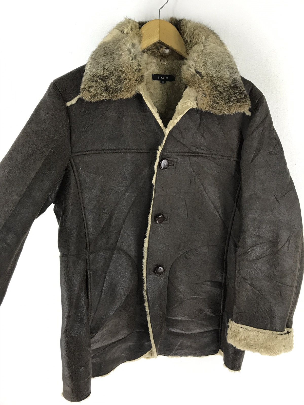 Designer × Japanese Brand × Leather ICB LEATHER JACKET ACRYLIC FUR LINING RABBIT FUR TRIM JAPAN Size US M / EU 48-50 / 2 - 5 Thumbnail