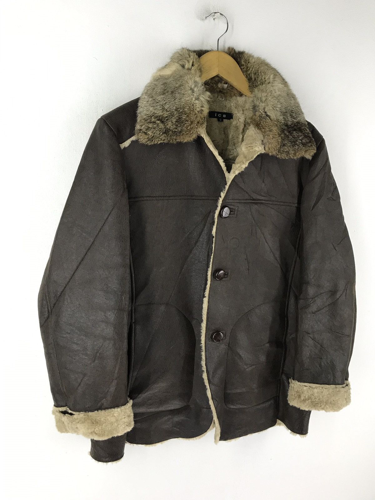 Designer × Japanese Brand × Leather ICB LEATHER JACKET ACRYLIC FUR LINING RABBIT FUR TRIM JAPAN Size US M / EU 48-50 / 2 - 3 Thumbnail