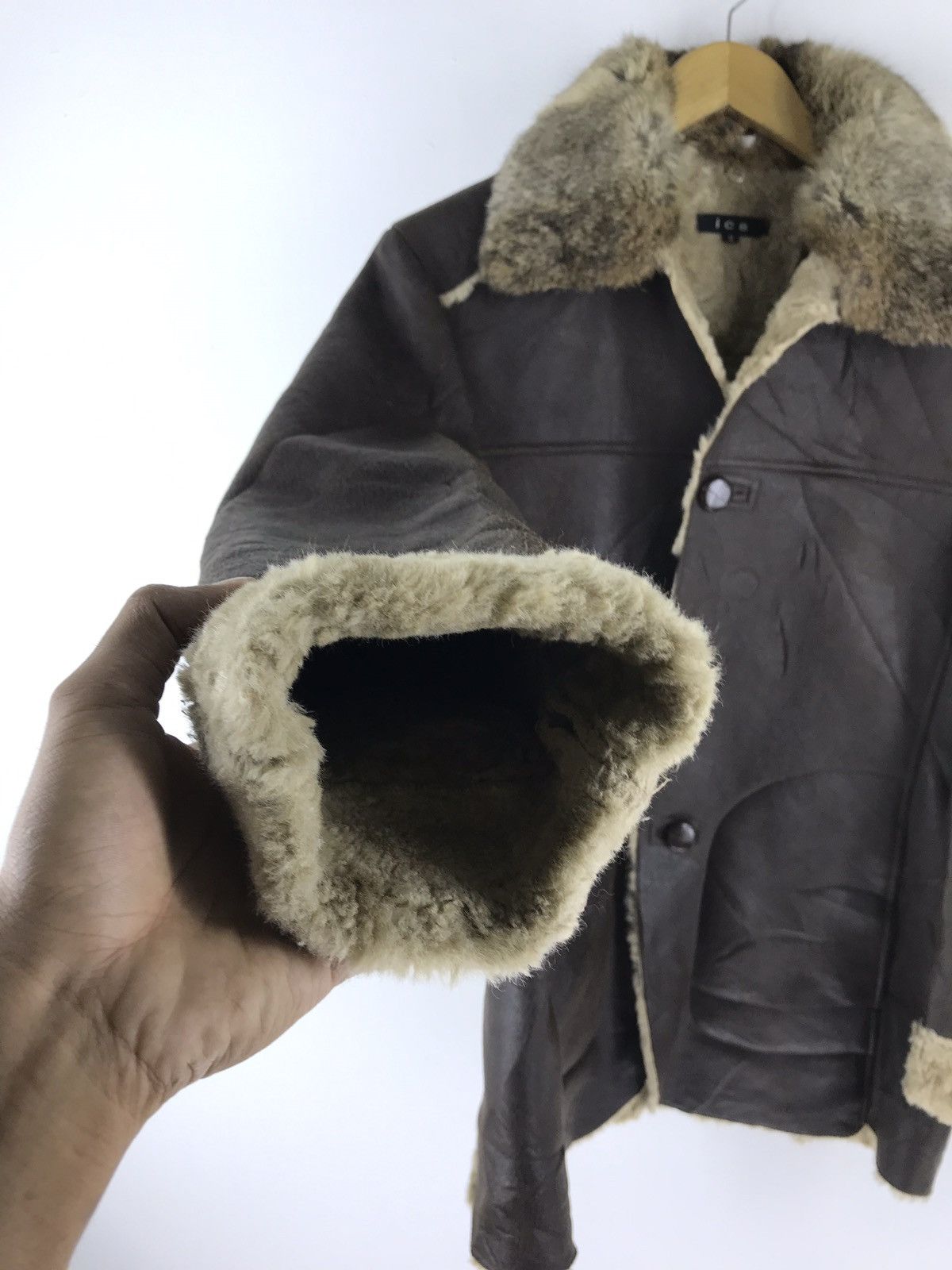 Designer × Japanese Brand × Leather ICB LEATHER JACKET ACRYLIC FUR LINING RABBIT FUR TRIM JAPAN Size US M / EU 48-50 / 2 - 8 Thumbnail
