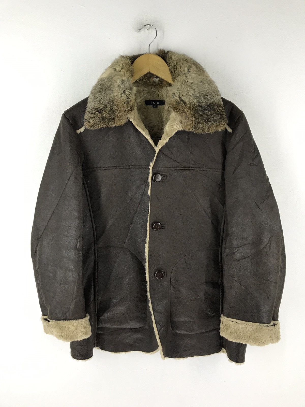 Designer × Japanese Brand × Leather ICB LEATHER JACKET ACRYLIC FUR LINING RABBIT FUR TRIM JAPAN Size US M / EU 48-50 / 2 - 1 Thumbnail