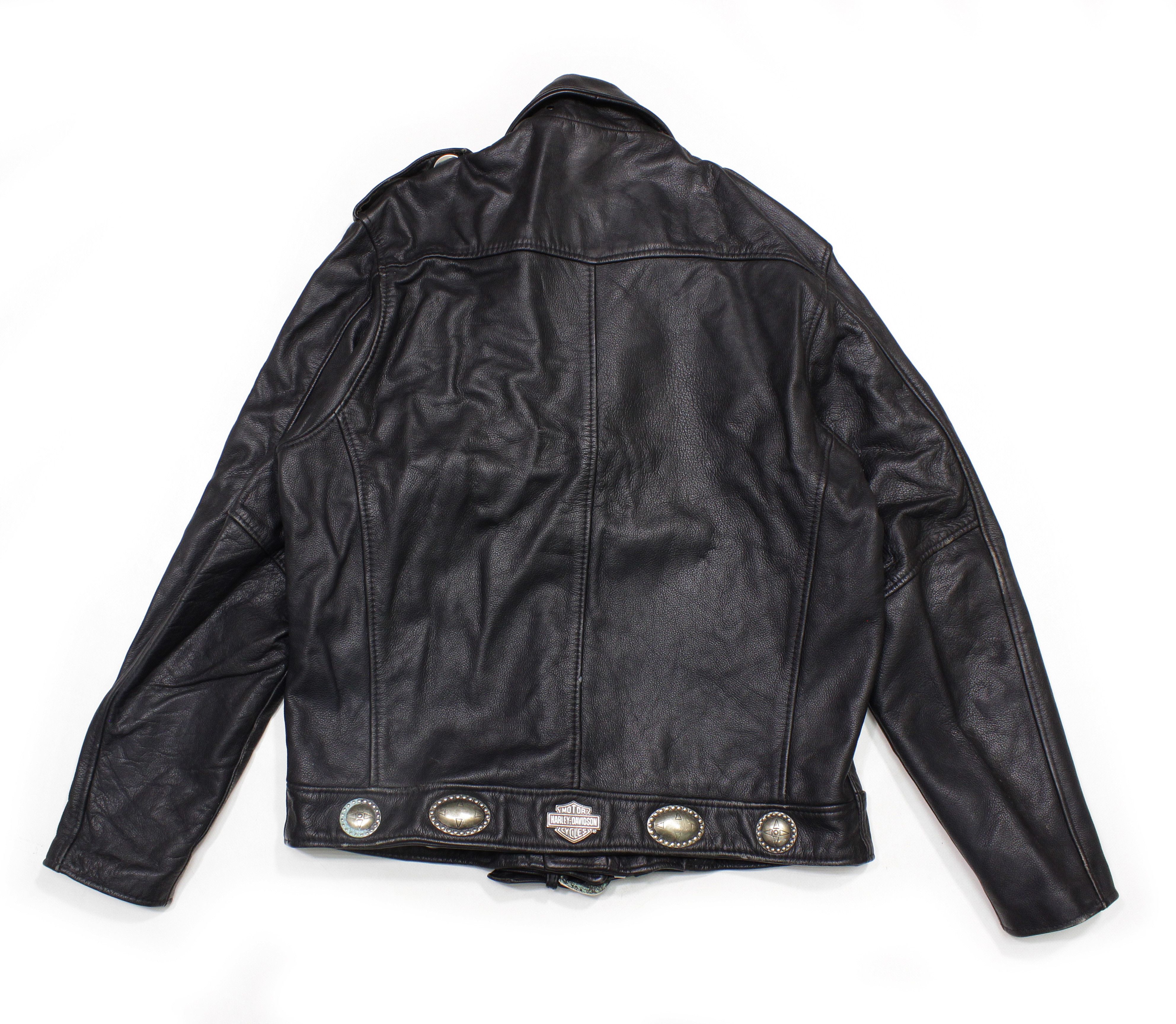 Harley Davidson 90S Leather Biker Jacket Size US M / EU 48-50 / 2 - 2 Thumbnail