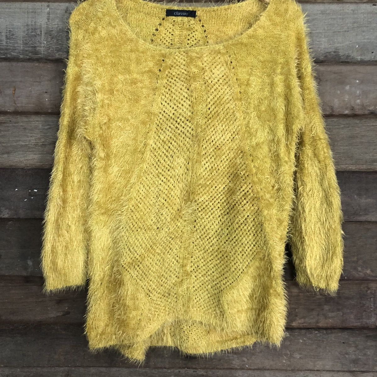Homespun Knitwear × Japanese Brand Classic Mustard Mohaie Shag Shaggy fur Knitwear #c1038 Size US L / EU 52-54 / 3 - 8 Thumbnail