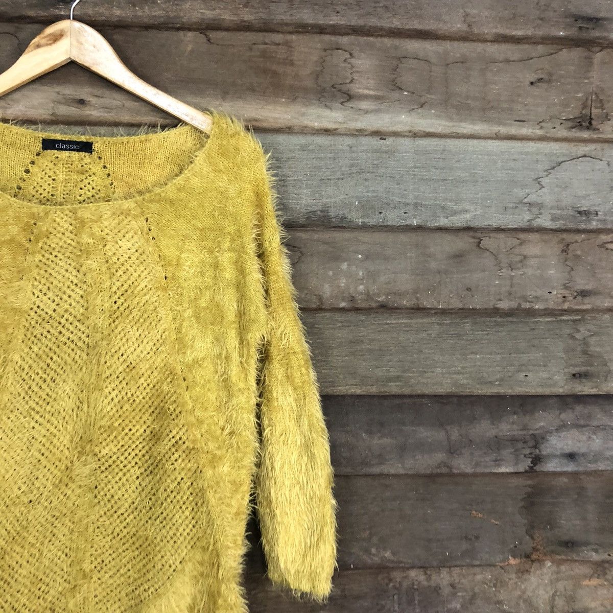 Homespun Knitwear × Japanese Brand Classic Mustard Mohaie Shag Shaggy fur Knitwear #c1038 Size US L / EU 52-54 / 3 - 5 Thumbnail