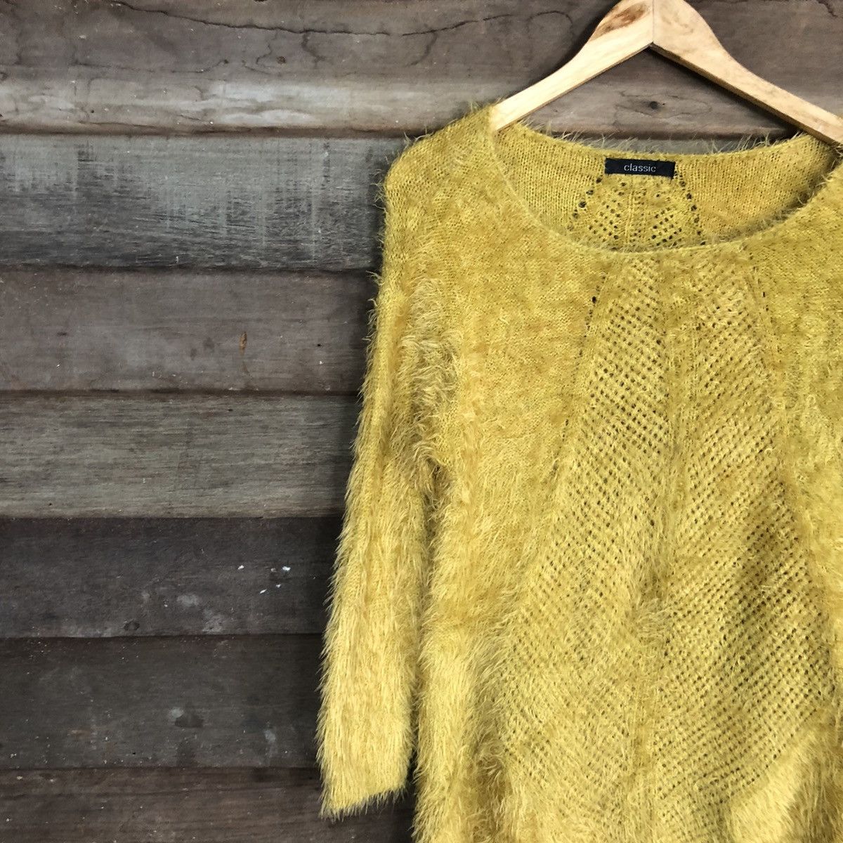 Homespun Knitwear × Japanese Brand Classic Mustard Mohaie Shag Shaggy fur Knitwear #c1038 Size US L / EU 52-54 / 3 - 7 Thumbnail