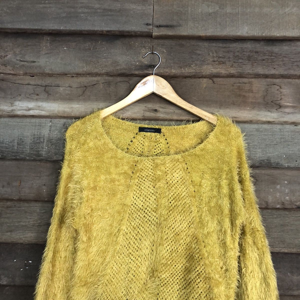 Homespun Knitwear × Japanese Brand Classic Mustard Mohaie Shag Shaggy fur Knitwear #c1038 Size US L / EU 52-54 / 3 - 9 Thumbnail