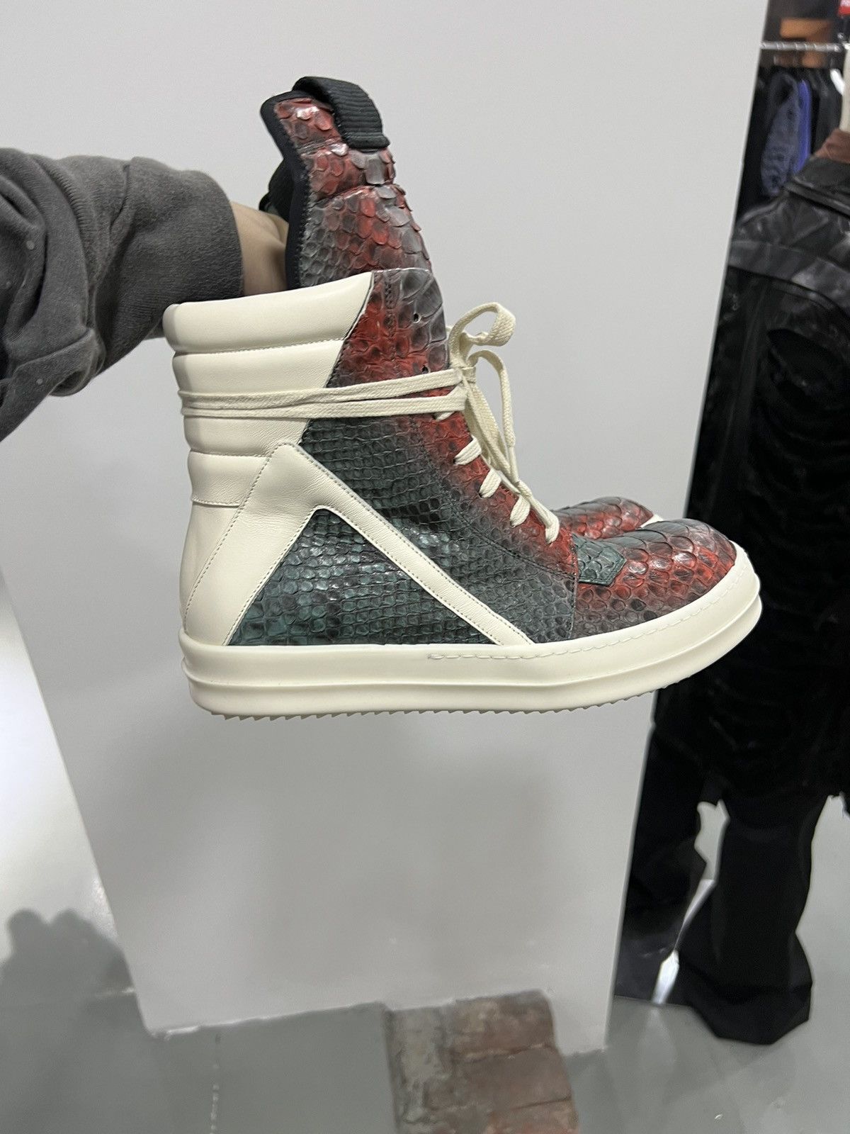 Pre-owned Rick Owens Python Geobaskets Fw22 Strobe Shoes In 