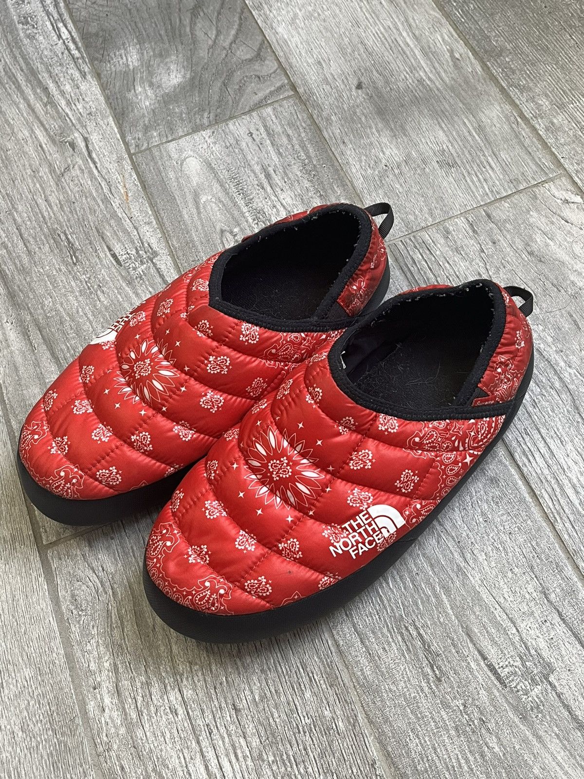 image of 2014 Supreme X Tnf Red Bandana Mule Shoes Slipper Slides, Men's (Size 11)