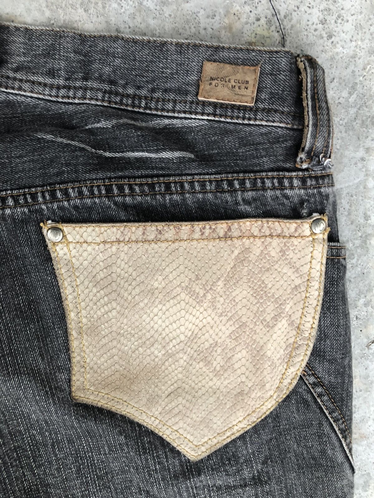 If Six Was Nine Japanese Nicole Mini Flare Jeans Snake Skin Leather Club Size US 32 / EU 48 - 13 Thumbnail