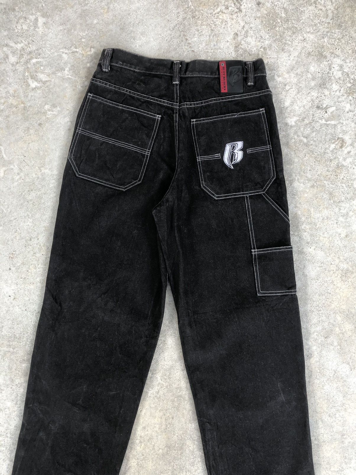 Ruff Ryders Ruff Ryders White Stitch Embroidered Jeans Baggy hip hop Size US 33 - 8 Thumbnail