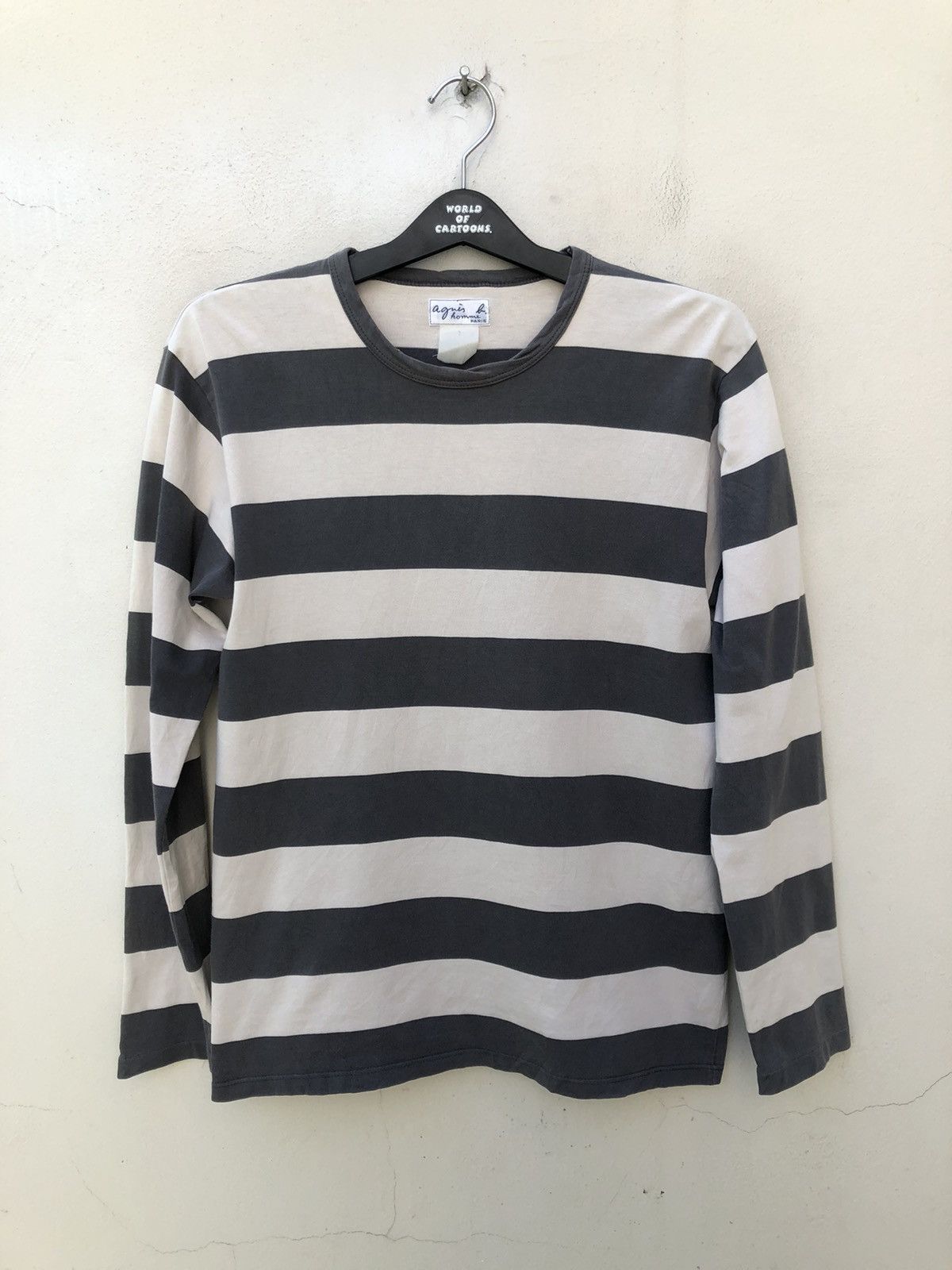 image of Agnes B. Homme Border Striped Long Sleeve T Shirt, Men's (Size Small)