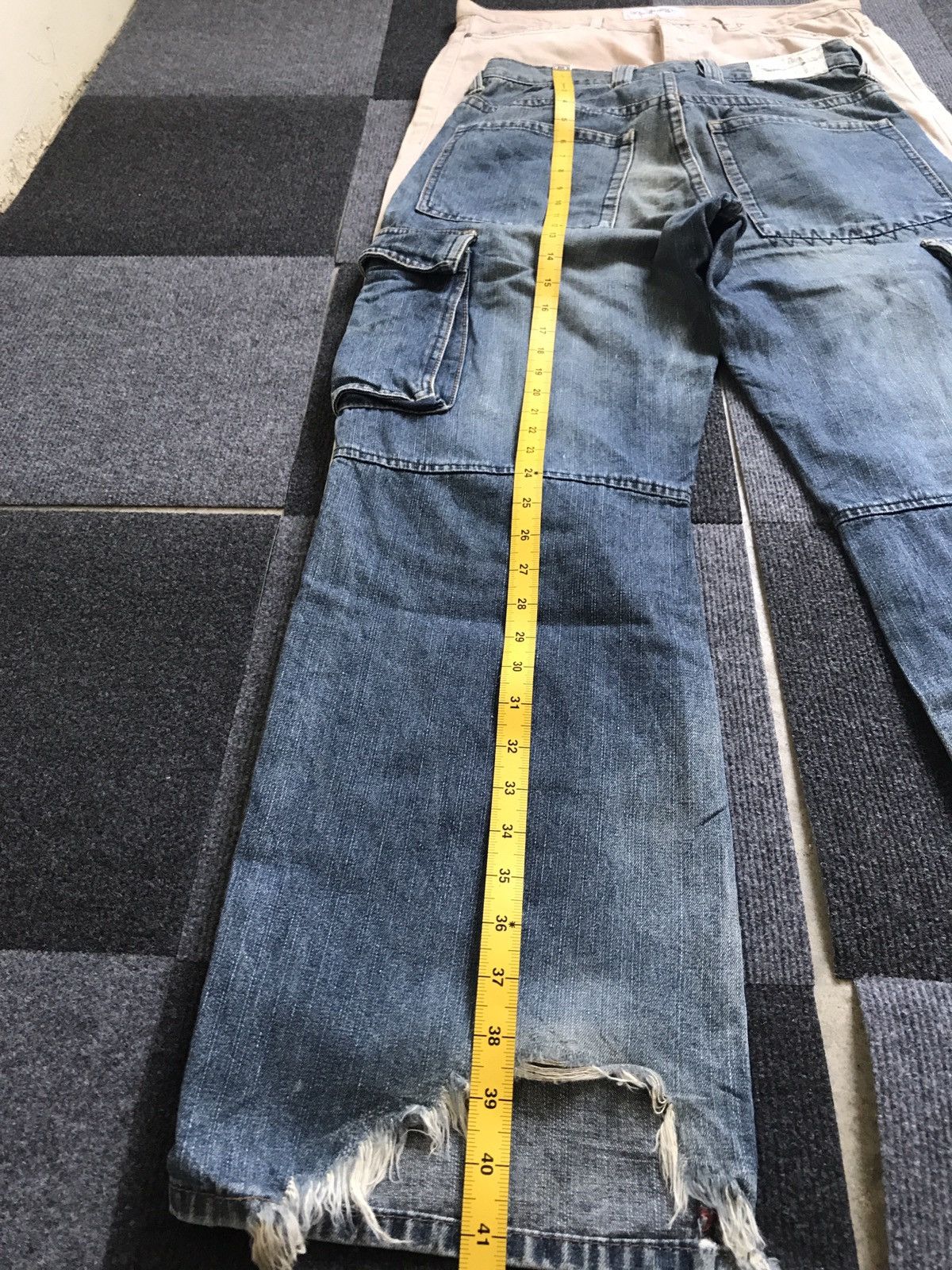 Japanese Brand 💥BAGGY💥CP49 Double Edge Japan Double Knee Cargo Jeans Size US 29 - 18 Thumbnail