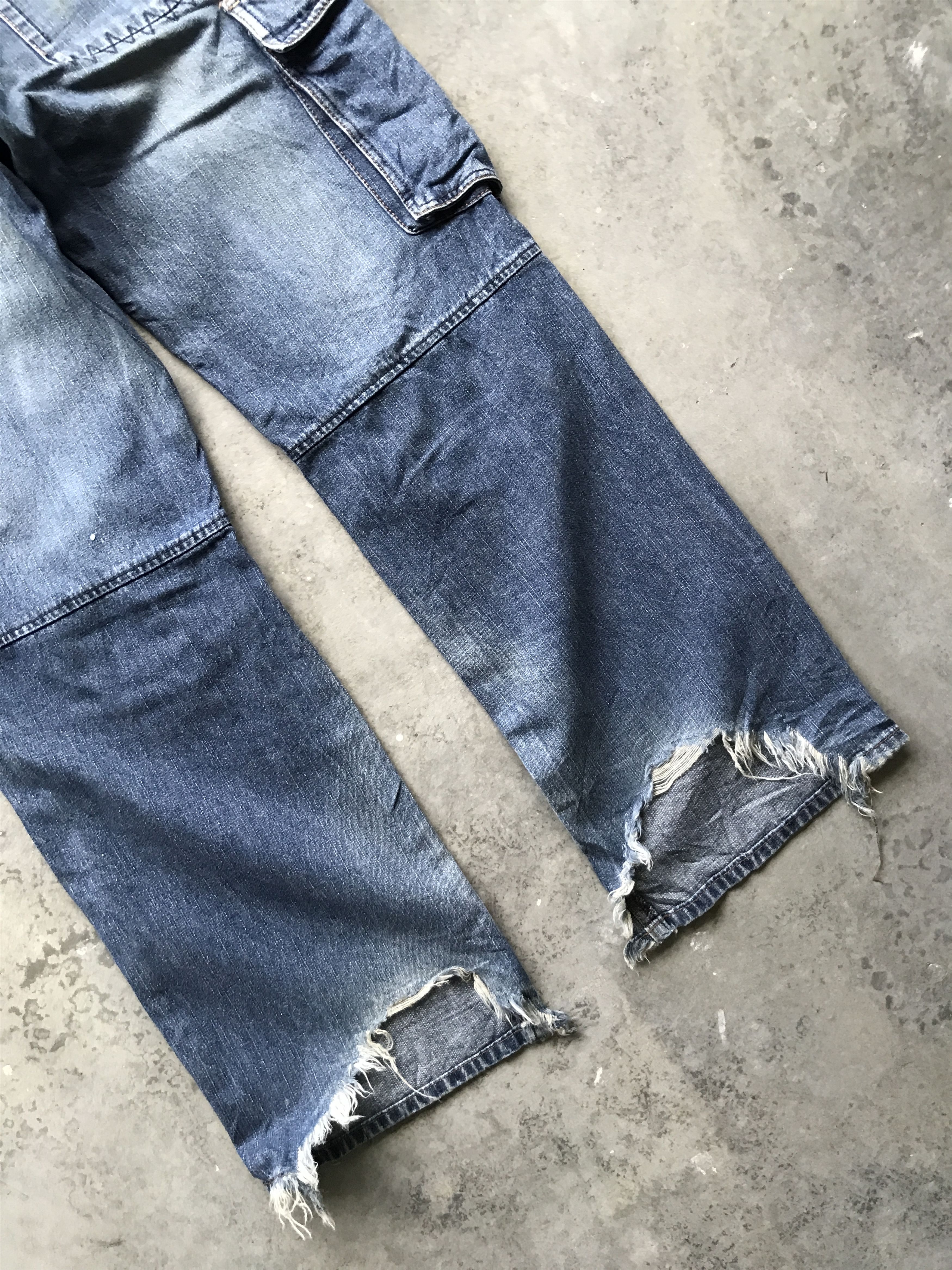 Japanese Brand 💥BAGGY💥CP49 Double Edge Japan Double Knee Cargo Jeans Size US 29 - 12 Thumbnail