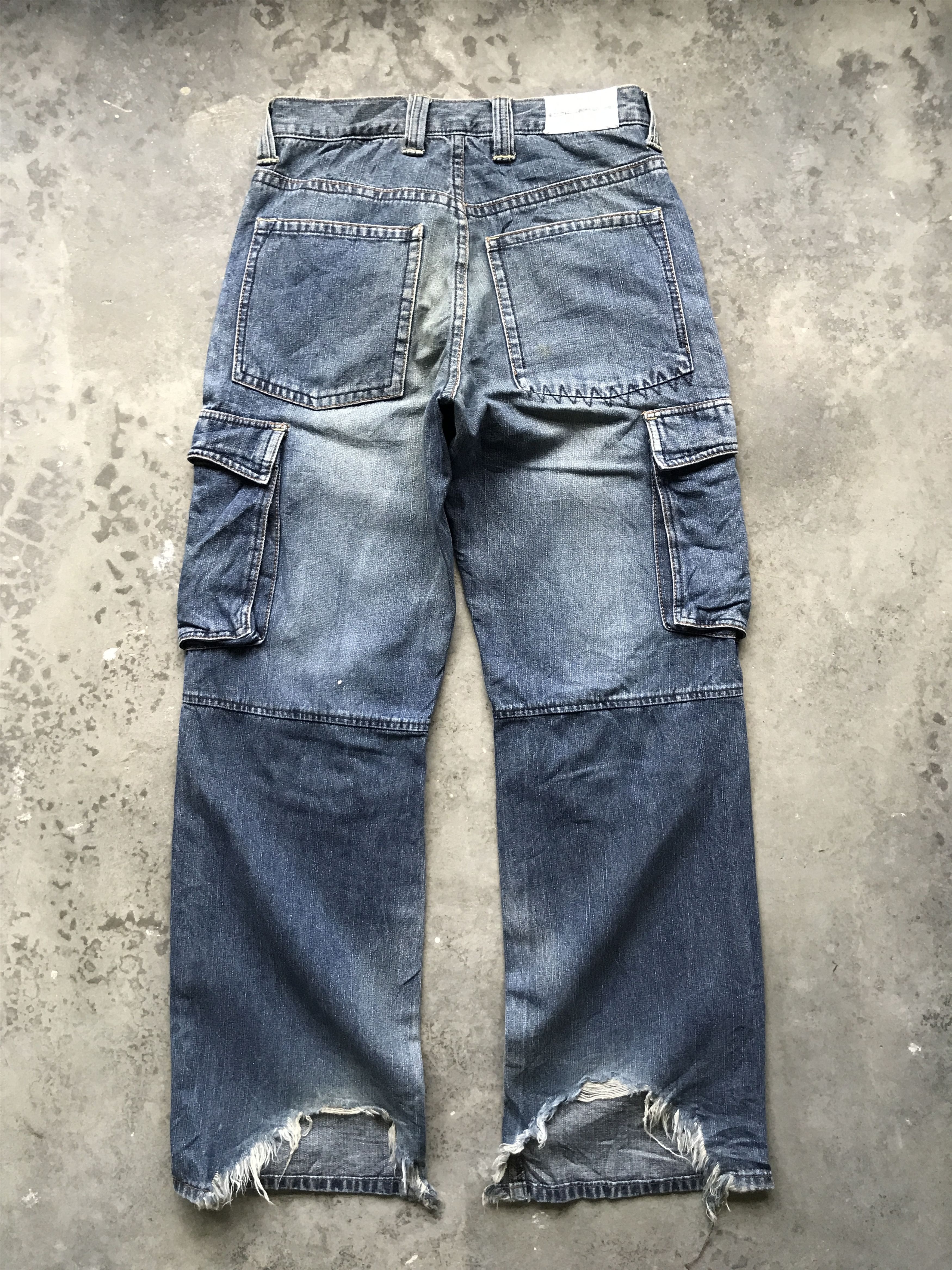 Japanese Brand 💥BAGGY💥CP49 Double Edge Japan Double Knee Cargo Jeans Size US 29 - 10 Thumbnail