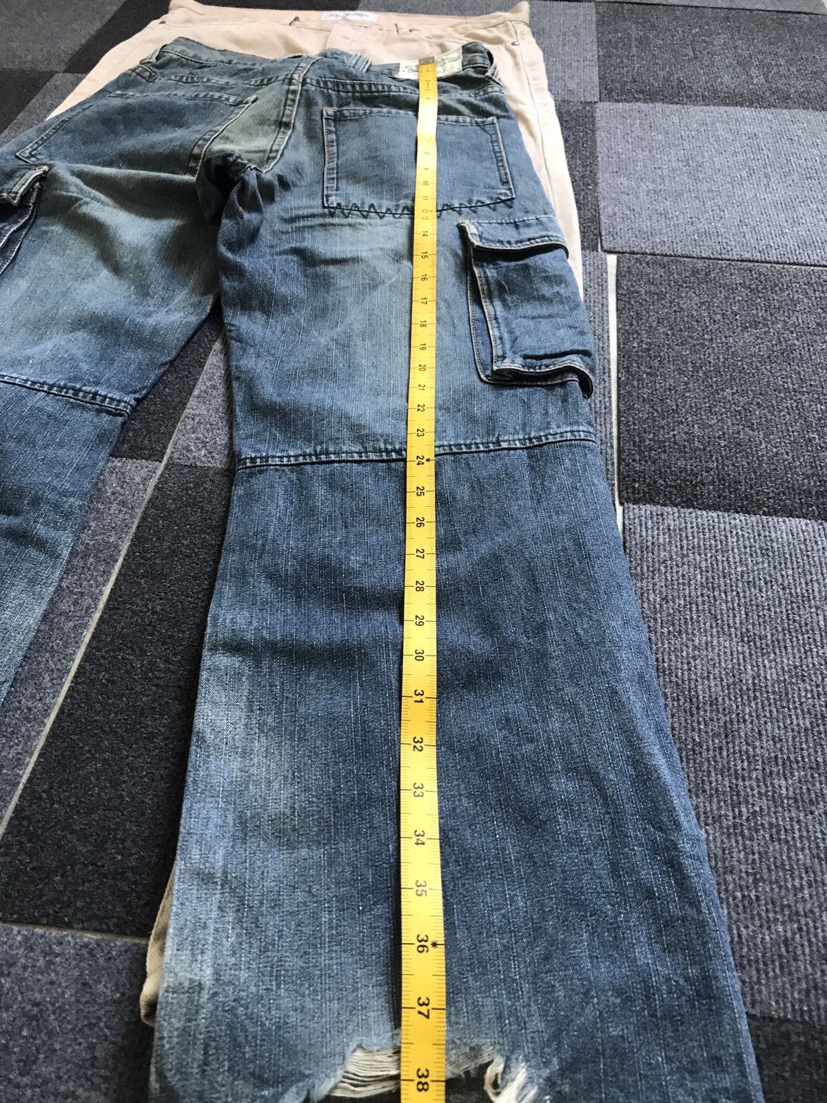 Japanese Brand 💥BAGGY💥CP49 Double Edge Japan Double Knee Cargo Jeans Size US 29 - 17 Thumbnail