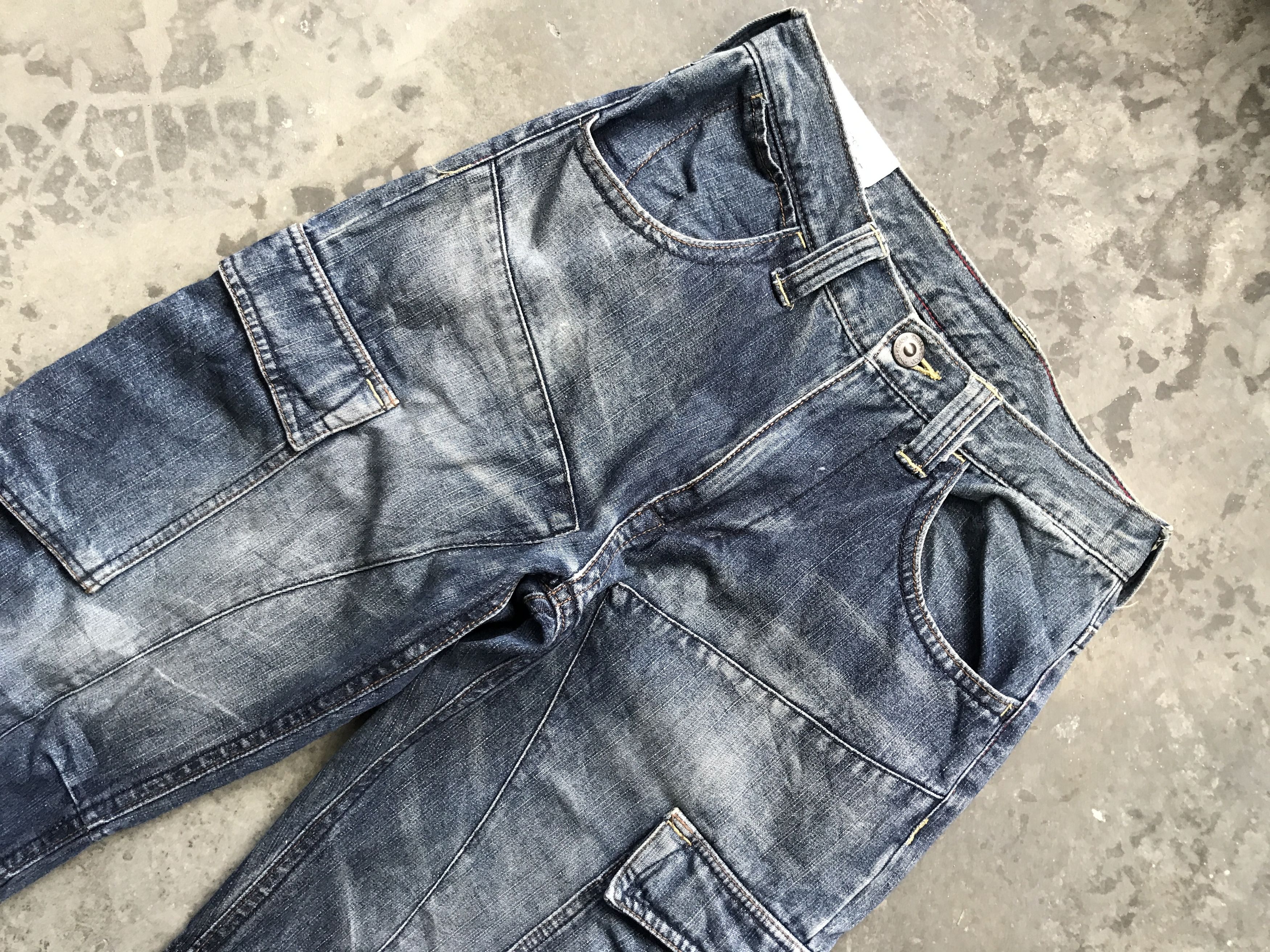 Japanese Brand 💥BAGGY💥CP49 Double Edge Japan Double Knee Cargo Jeans Size US 29 - 4 Thumbnail