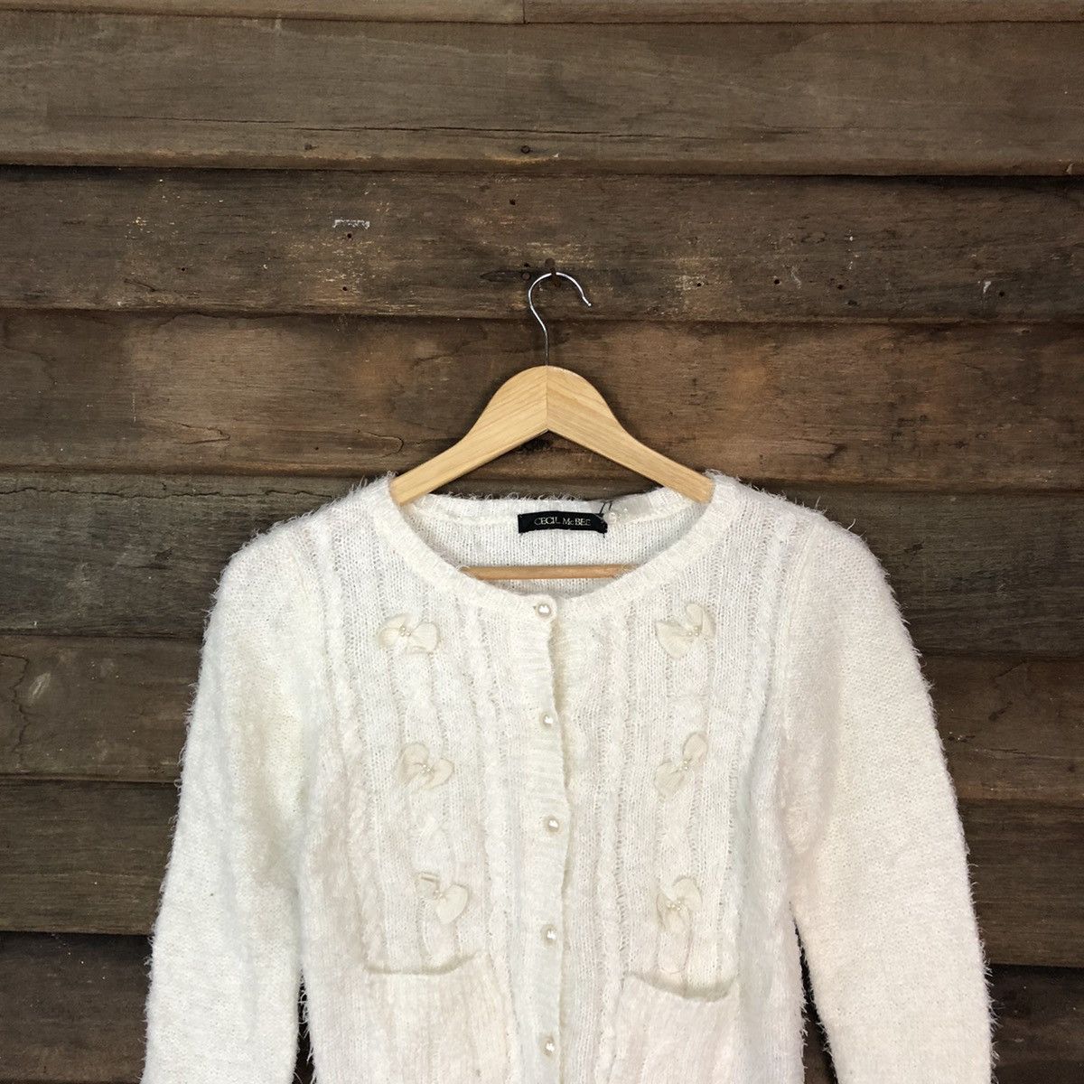 Homespun Knitwear DL Cecil Mc Bee White Mohair cardigan shaggy Knitwear #c1087 Size S / US 4 / IT 40 - 9 Thumbnail