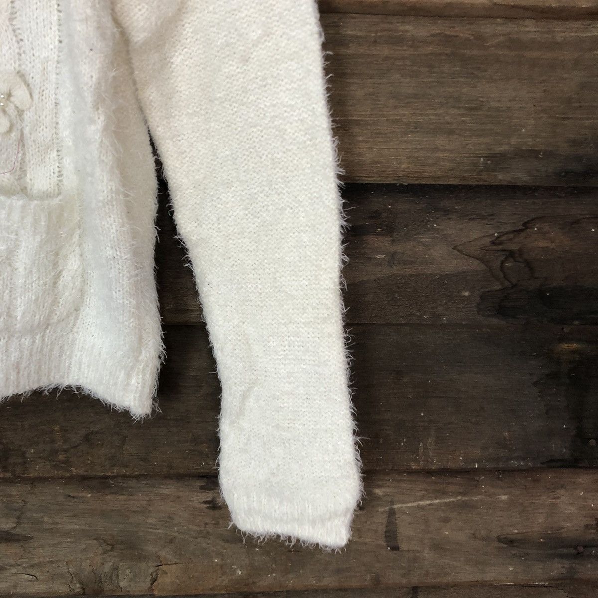 Homespun Knitwear DL Cecil Mc Bee White Mohair cardigan shaggy Knitwear #c1087 Size S / US 4 / IT 40 - 4 Thumbnail