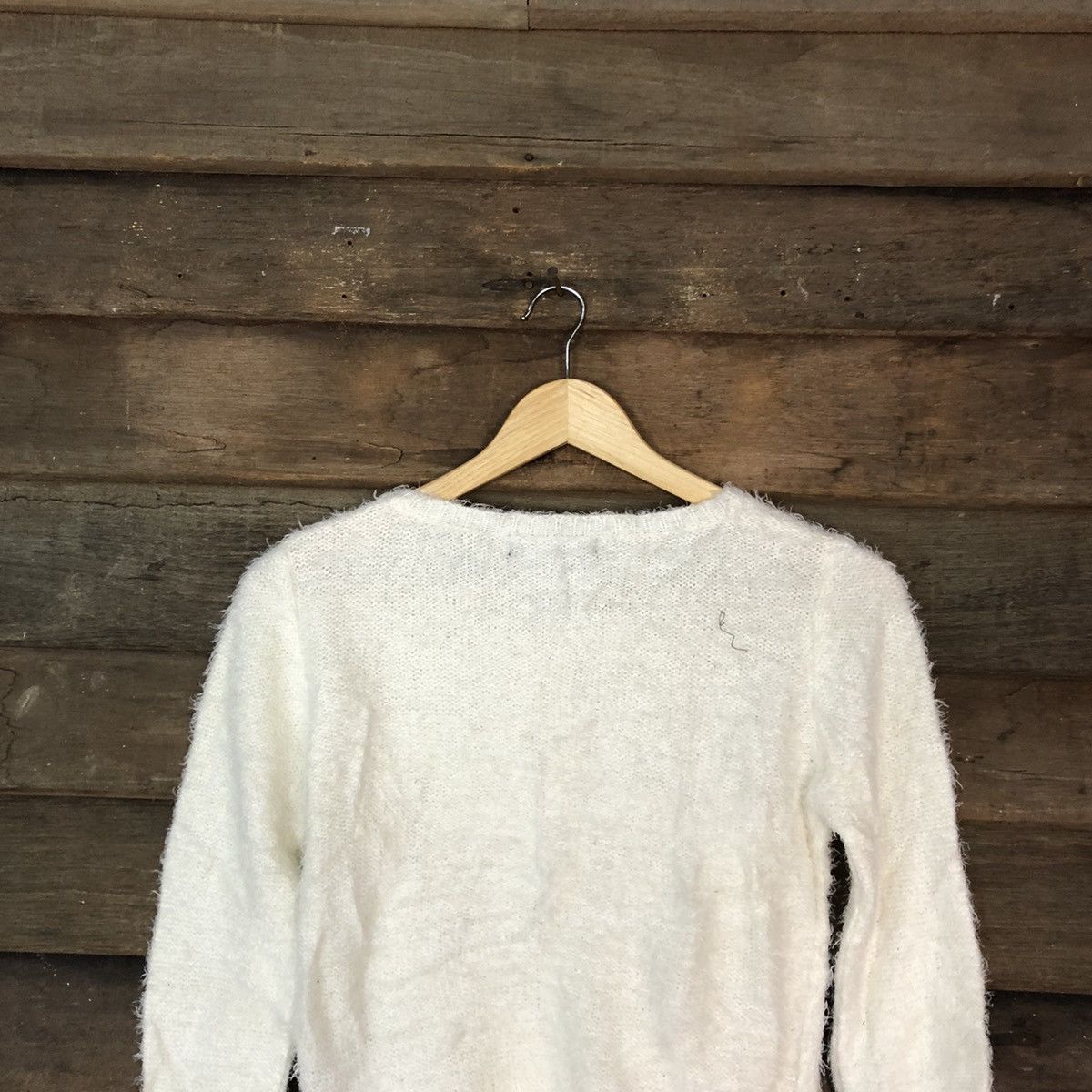 Homespun Knitwear DL Cecil Mc Bee White Mohair cardigan shaggy Knitwear #c1087 Size S / US 4 / IT 40 - 12 Thumbnail