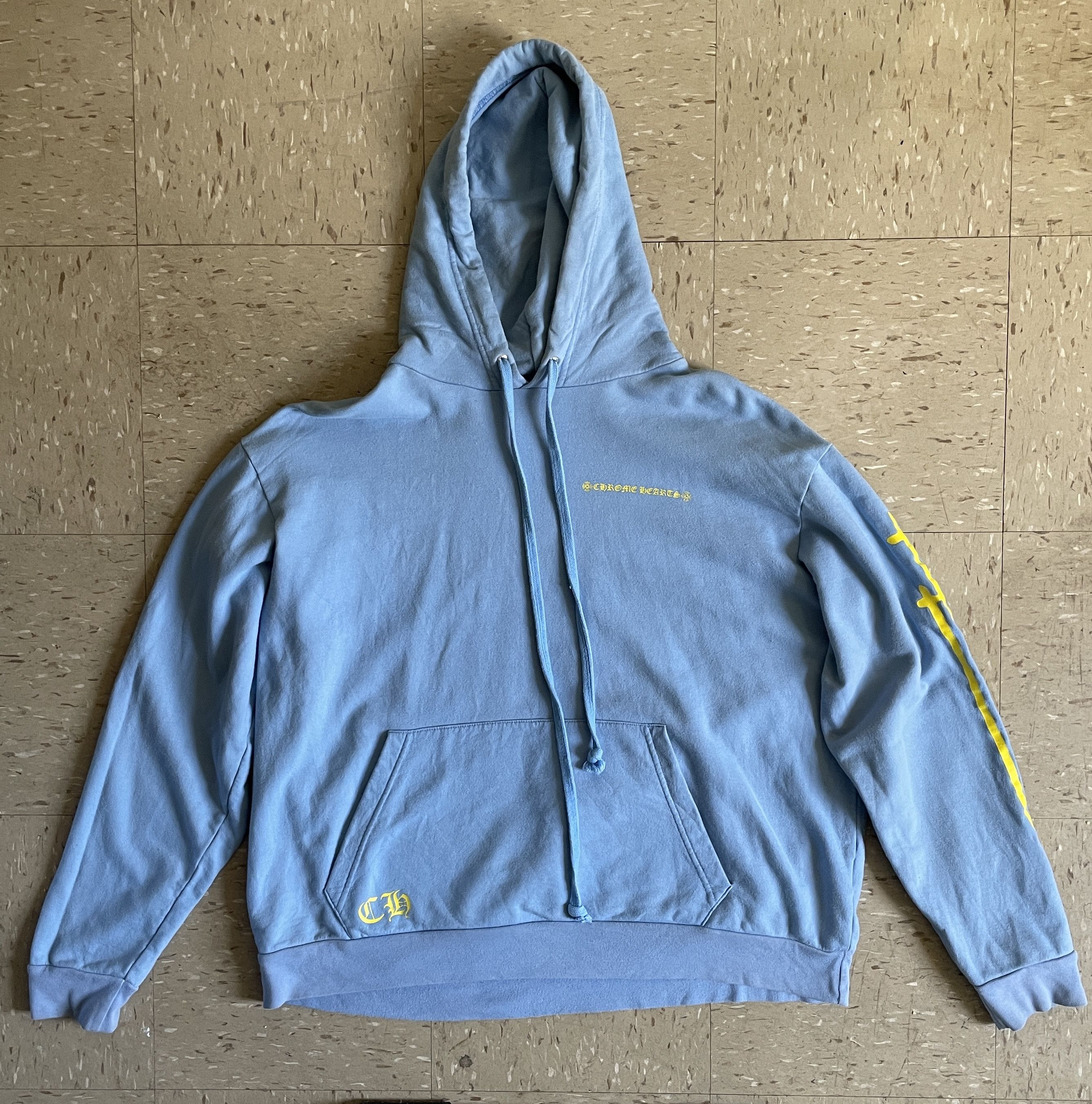 Chrome Hearts RS 3 Cross Hoodie in Baby Blue