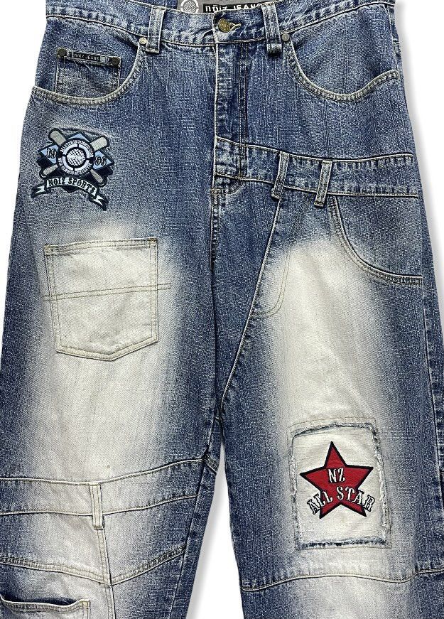 Rap Tees 🔥NOIZ JEANS Hip Hop Rap Baggy Patina Stain Denim Pants Size US 32 / EU 48 - 2 Thumbnail