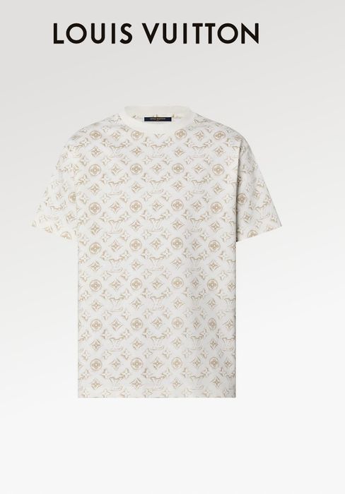 Louis Vuitton Monogram Silk Short Sleeved Shirt button up sand