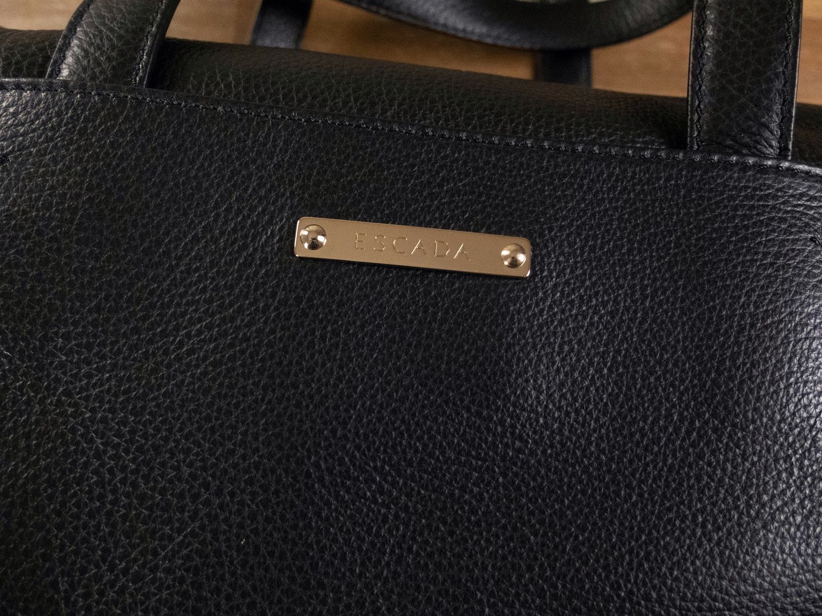 Escada ESCADA black leather top handle bag handbag authentic q Size ONE SIZE - 13 Thumbnail