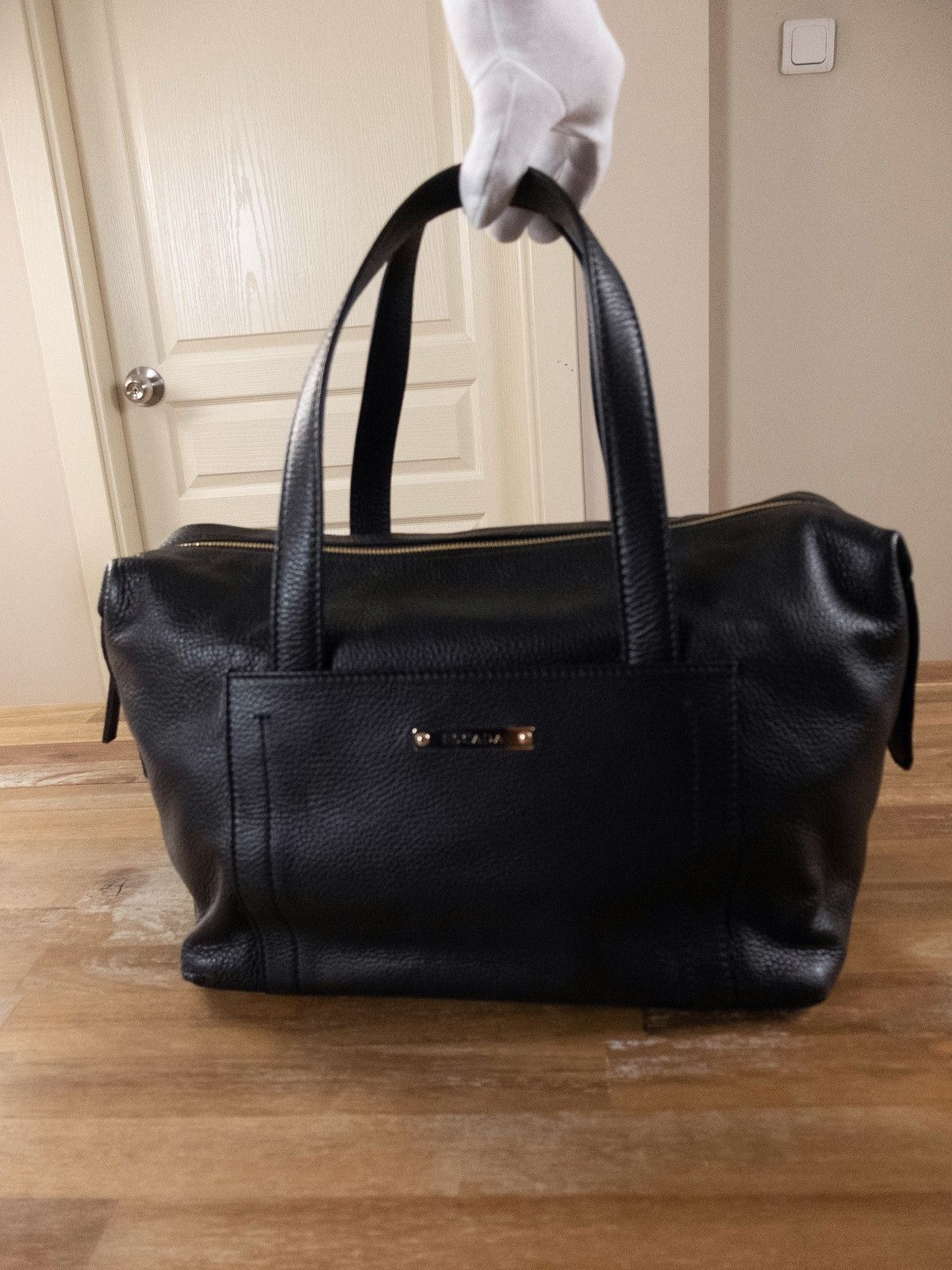 Escada ESCADA black leather top handle bag handbag authentic q Size ONE SIZE - 2 Thumbnail