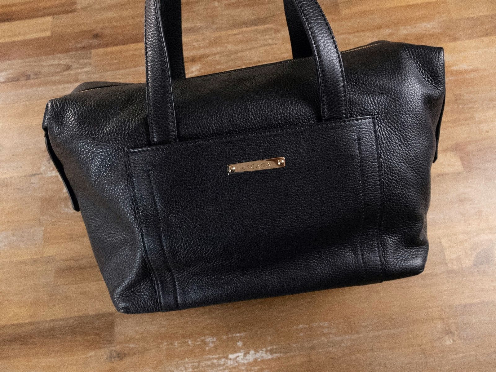 Escada ESCADA black leather top handle bag handbag authentic q Size ONE SIZE - 17 Thumbnail