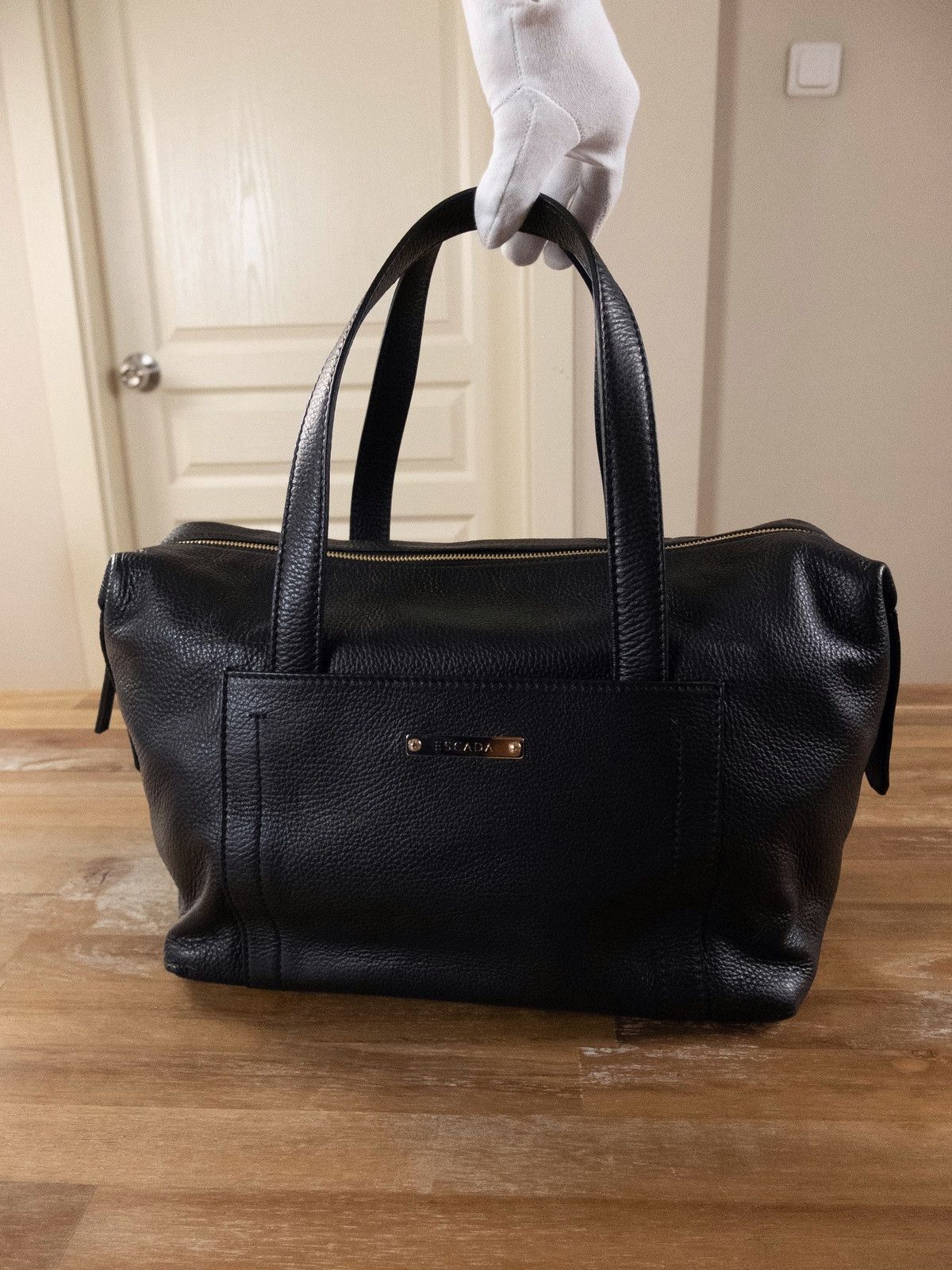 Escada ESCADA black leather top handle bag handbag authentic q Size ONE SIZE - 3 Thumbnail