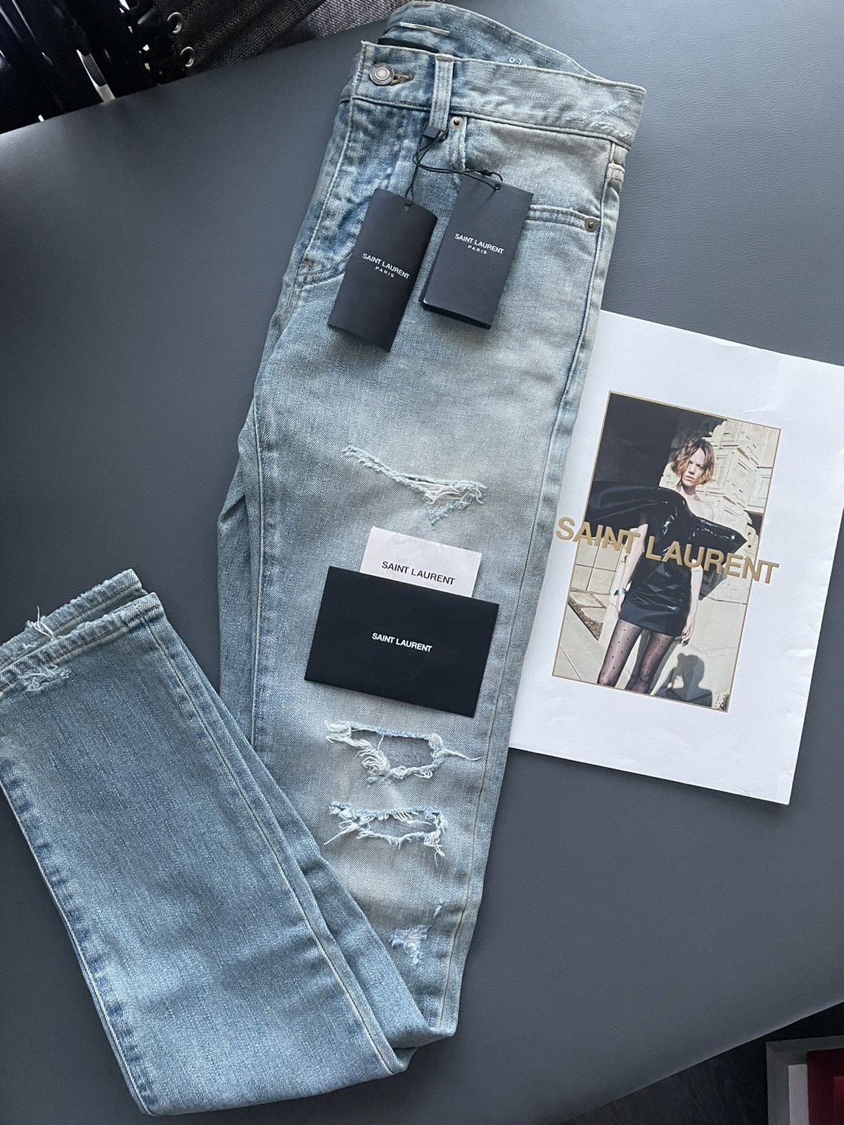 Hedi Slimane × Saint Laurent Paris × Yves Saint Laurent Brand NEW Runway Extremely Rare Hedi SS16 Trash Crash Denim Size US 28 / EU 44 - 2 Thumbnail