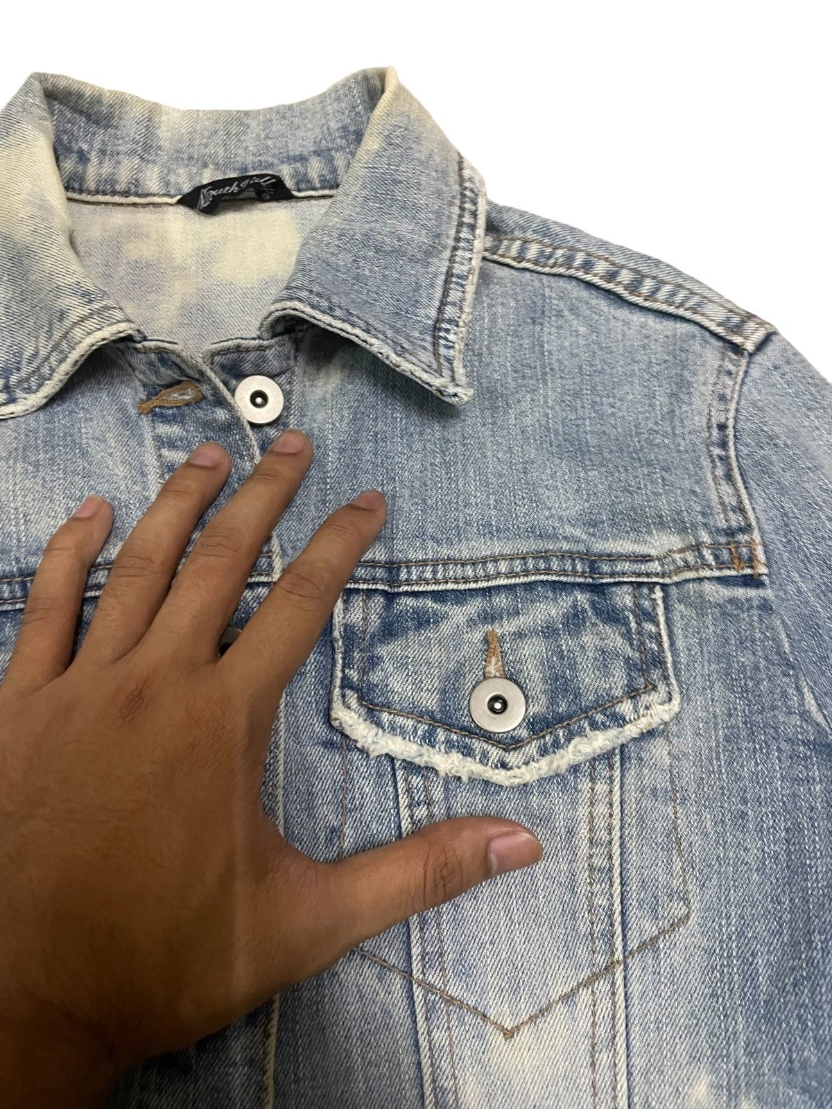 Beauty Beast Japanese Brand Womens Acid-Wash Denim Trucker Jacket Size S / US 4 / IT 40 - 12 Thumbnail