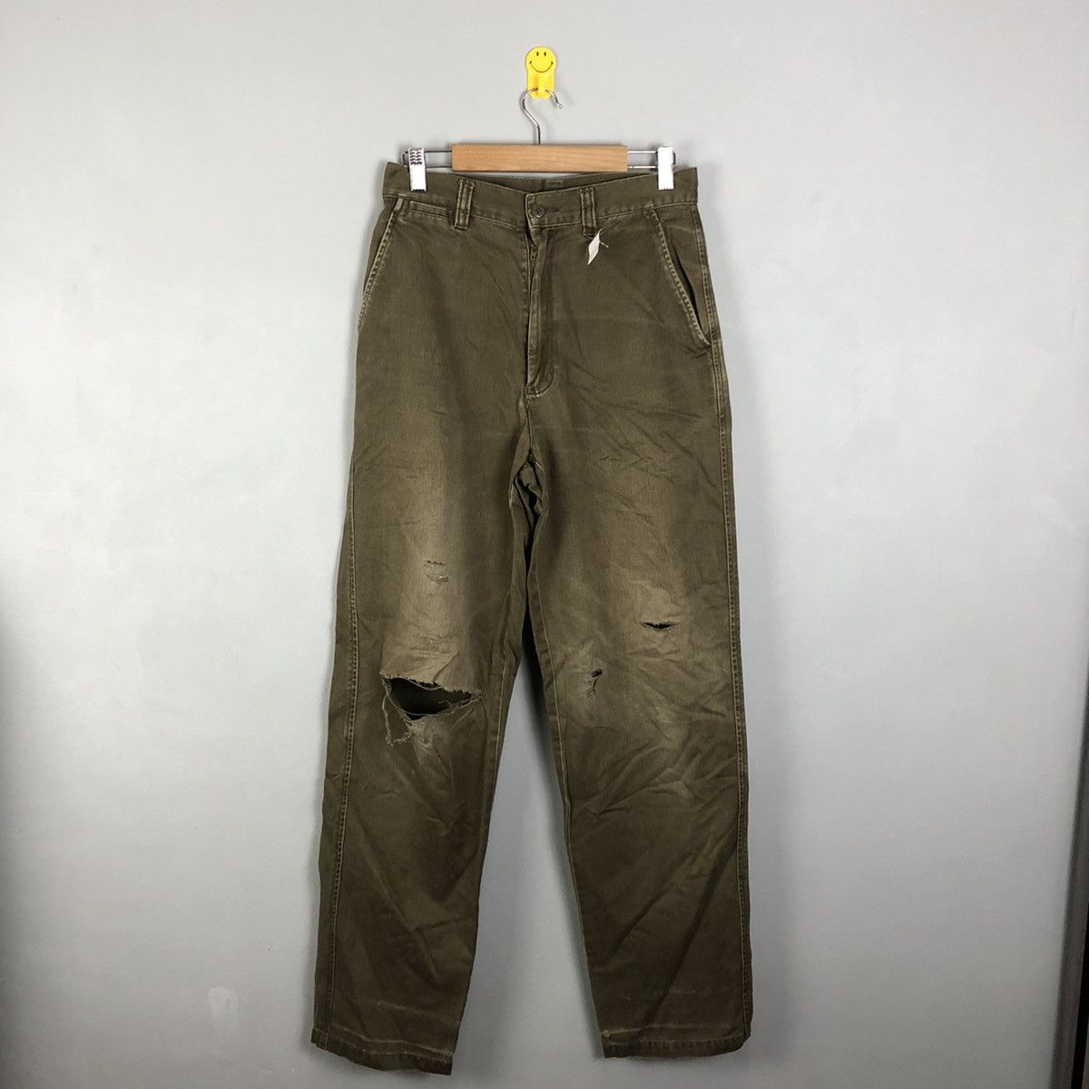 DLL Uniqlo Brown Straight Cut ripped Pants #c1267