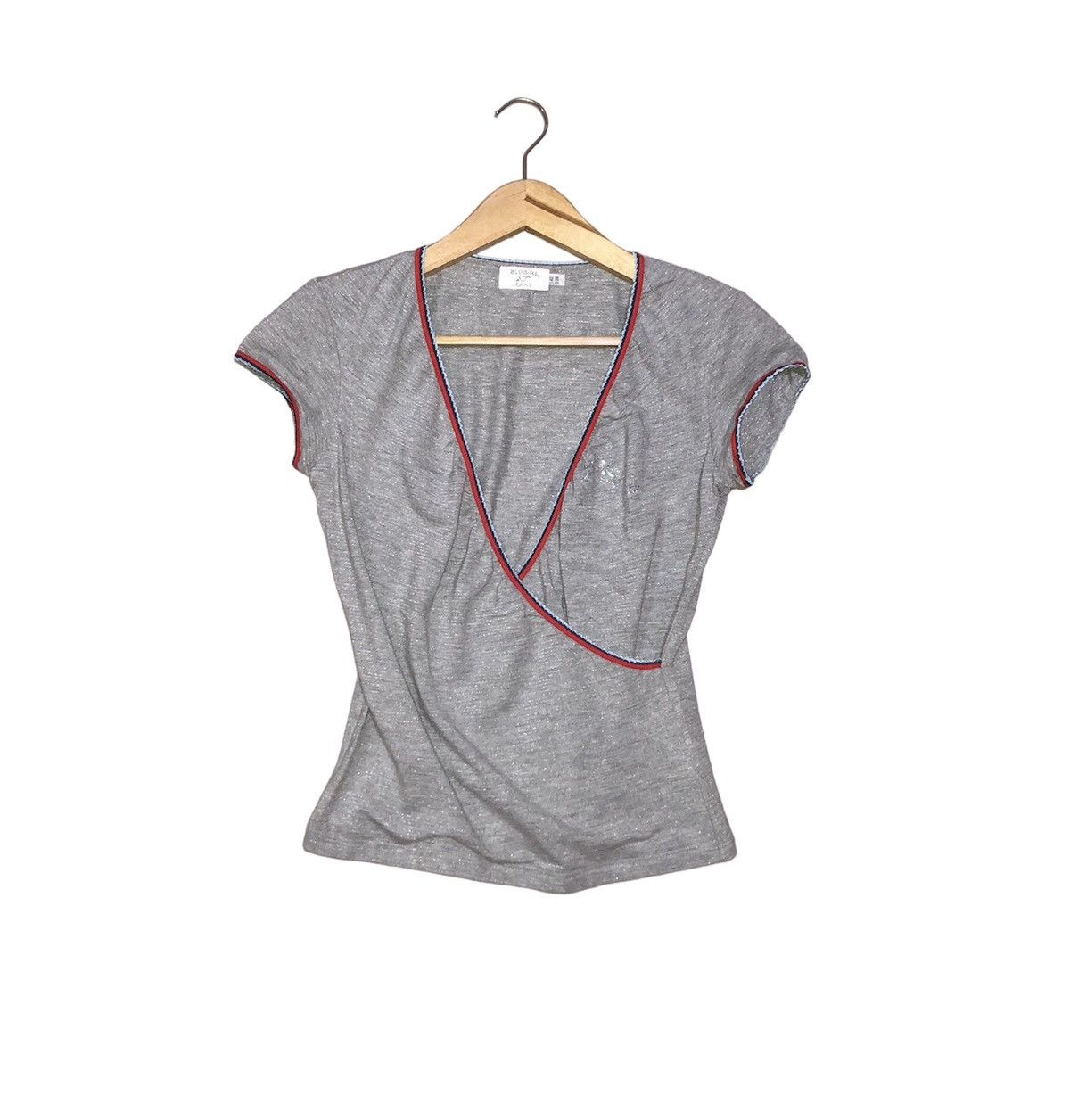 image of Deadstock Blumarine Blugirl Deep V Neck Shirt in Grey, Women's (Size Medium)