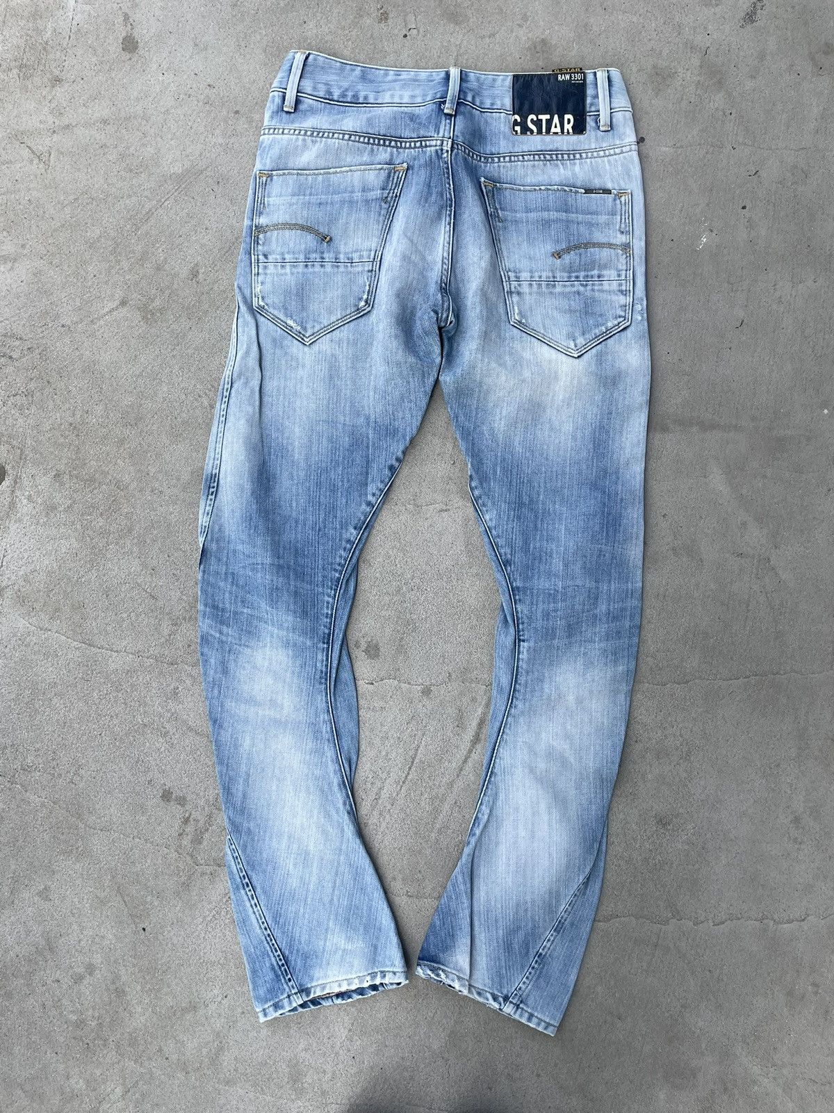 G-Star × Vintage Vintage G Star Raw denim blue jeans distressed slim rap Size US 28 / EU 44 - 5 Thumbnail