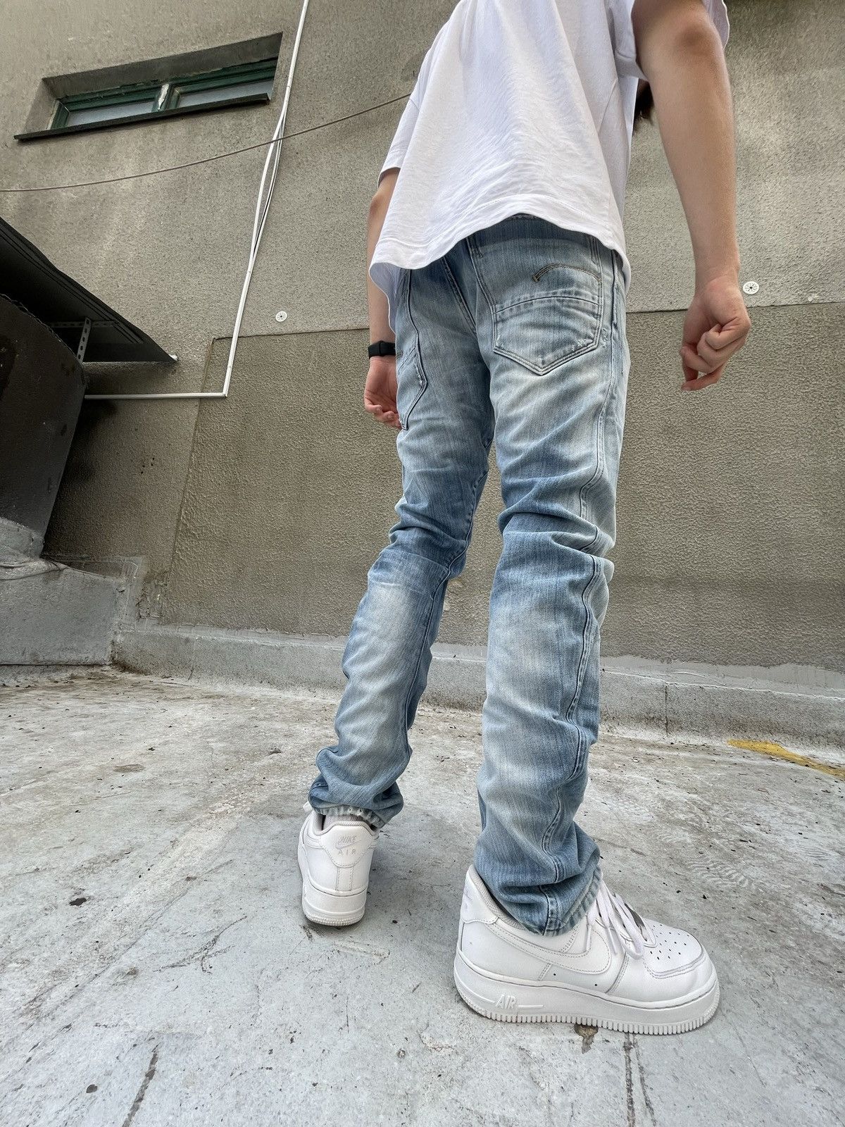 G-Star × Vintage Vintage G Star Raw denim blue jeans distressed slim rap Size US 28 / EU 44 - 3 Thumbnail