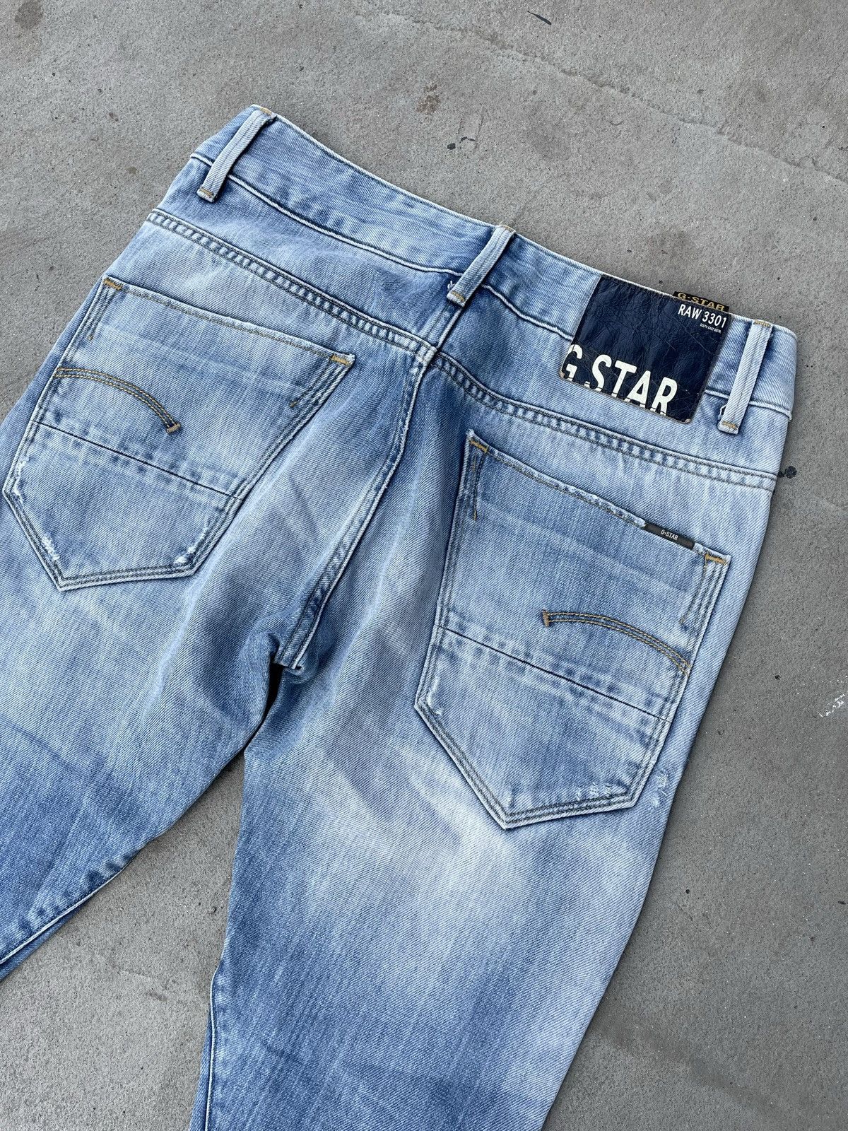 G-Star × Vintage Vintage G Star Raw denim blue jeans distressed slim rap Size US 28 / EU 44 - 6 Thumbnail