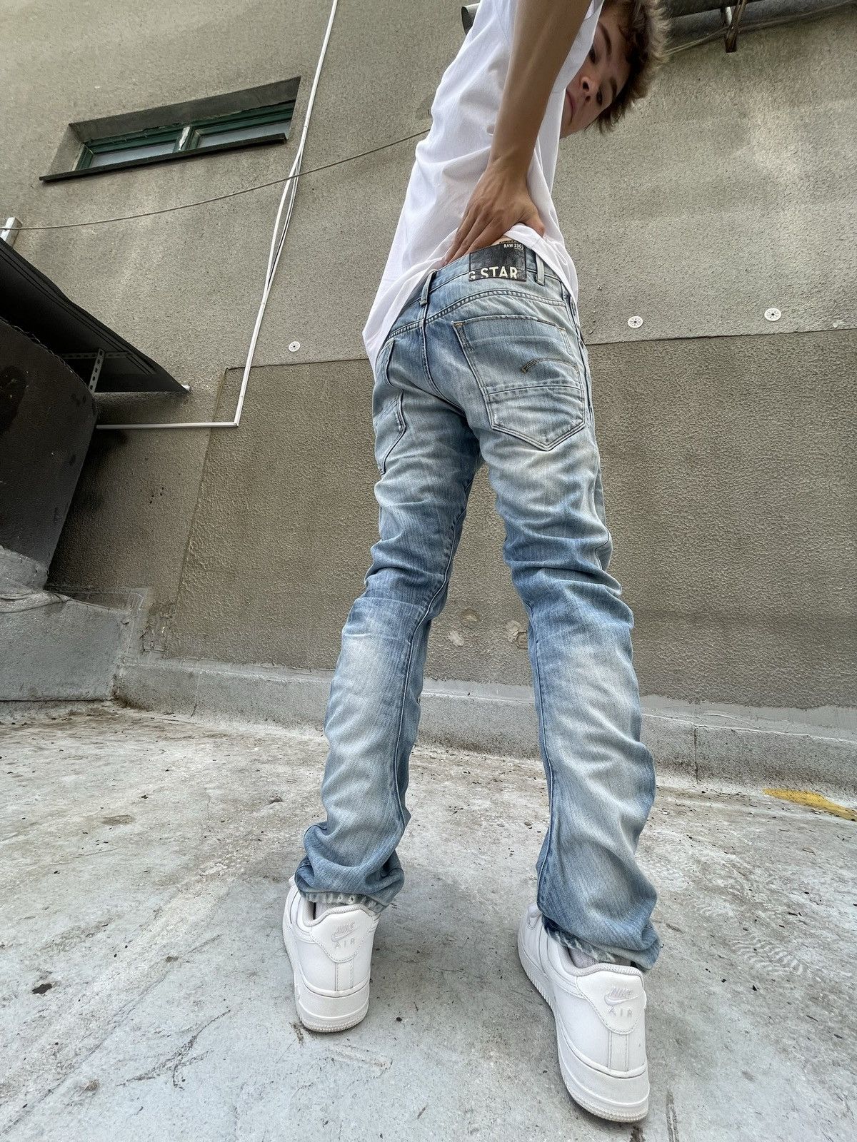G-Star × Vintage Vintage G Star Raw denim blue jeans distressed slim rap Size US 28 / EU 44 - 4 Thumbnail