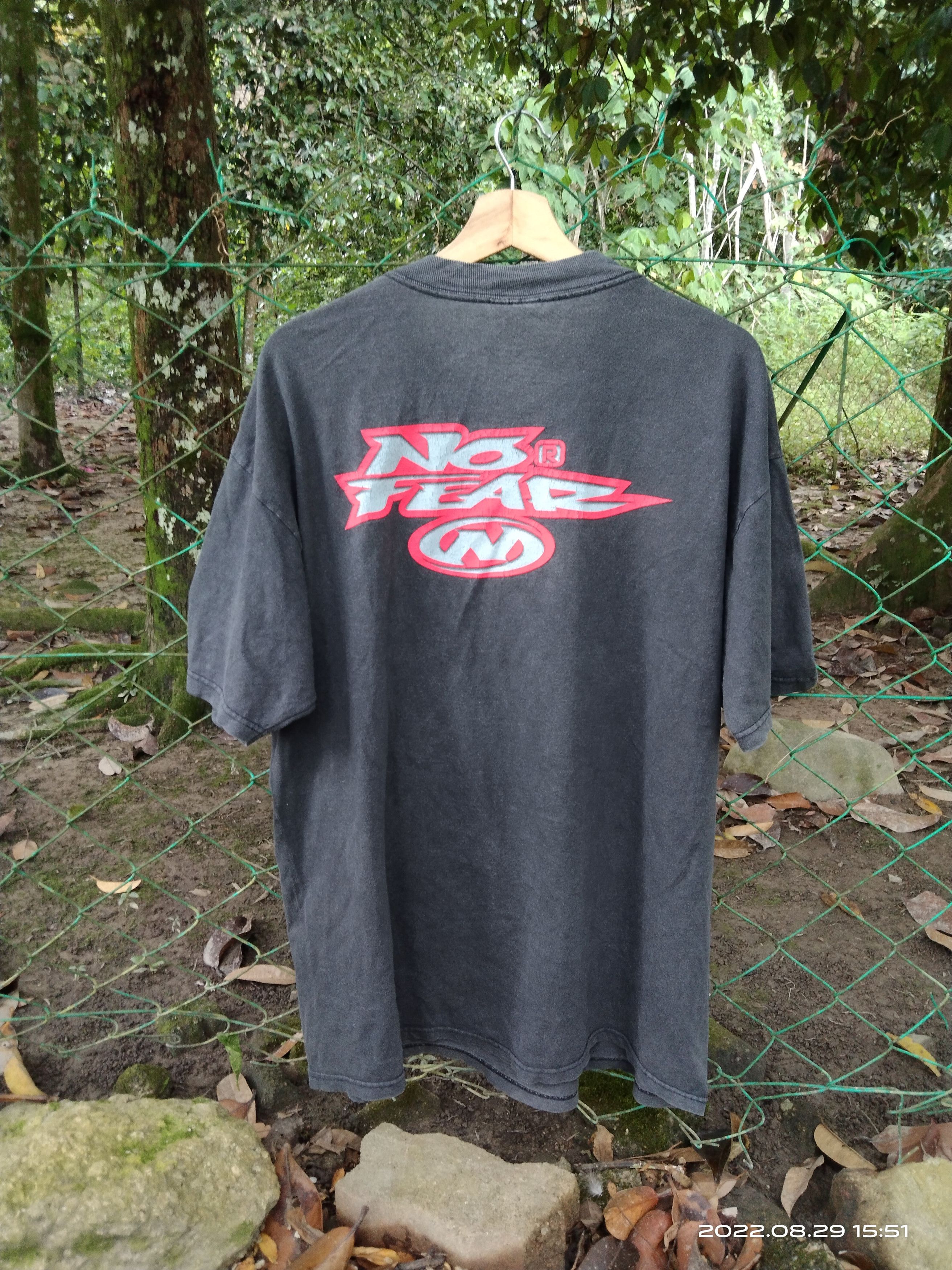 image of Distressed 90's Vintage No Fear in Black Faded, Men's (Size XL)