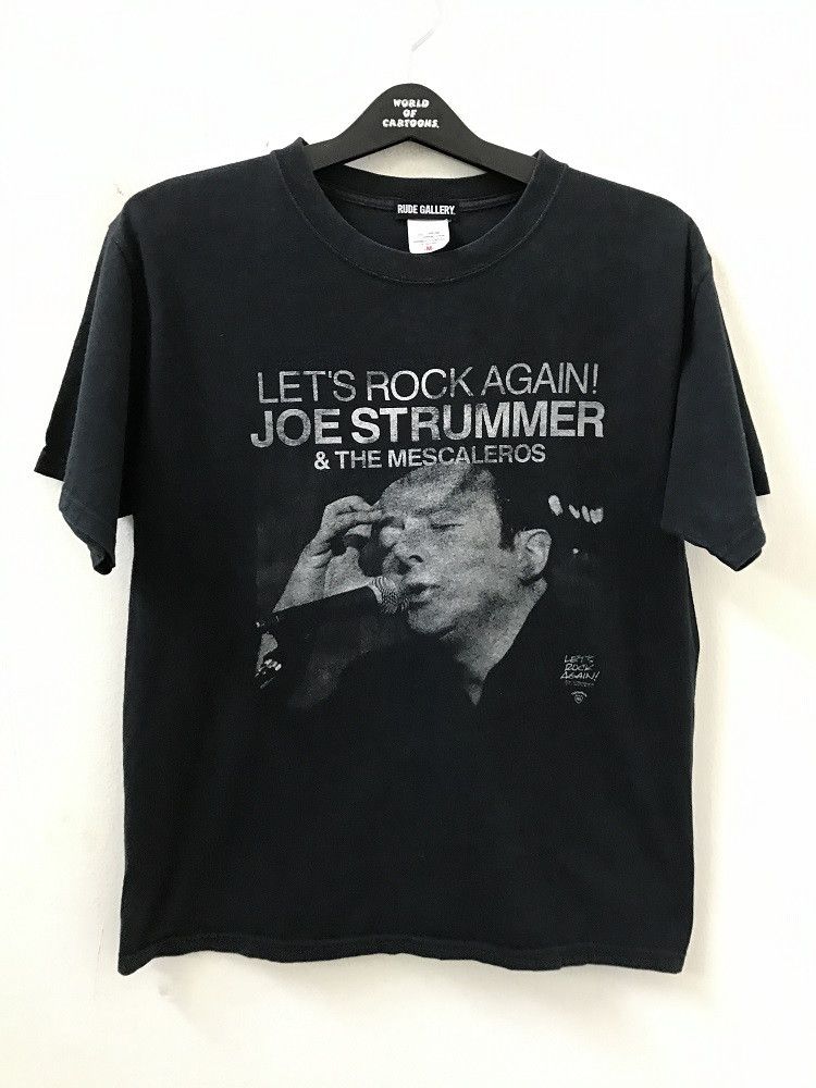 image of Band Tees x Rock T Shirt Rude Gallery X Joe Strummer & The Mescaleros in Black, Men's (Size Medium)