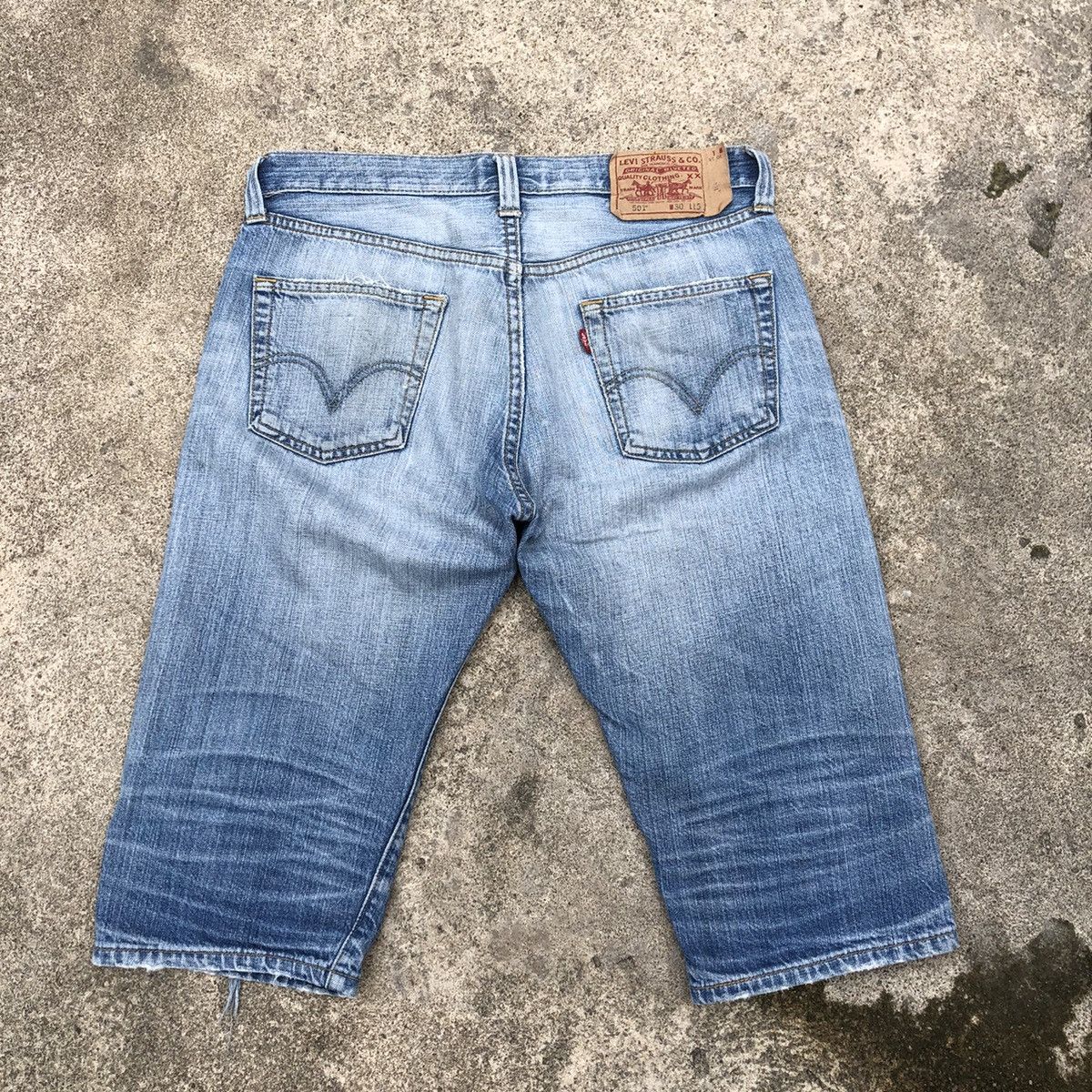 Levi's × Levi's Vintage Clothing 🔥Rare🔥Levis 501 Stone Wash Rips Distress Denim Shorts Pants Size US 32 / EU 48 - 4 Thumbnail