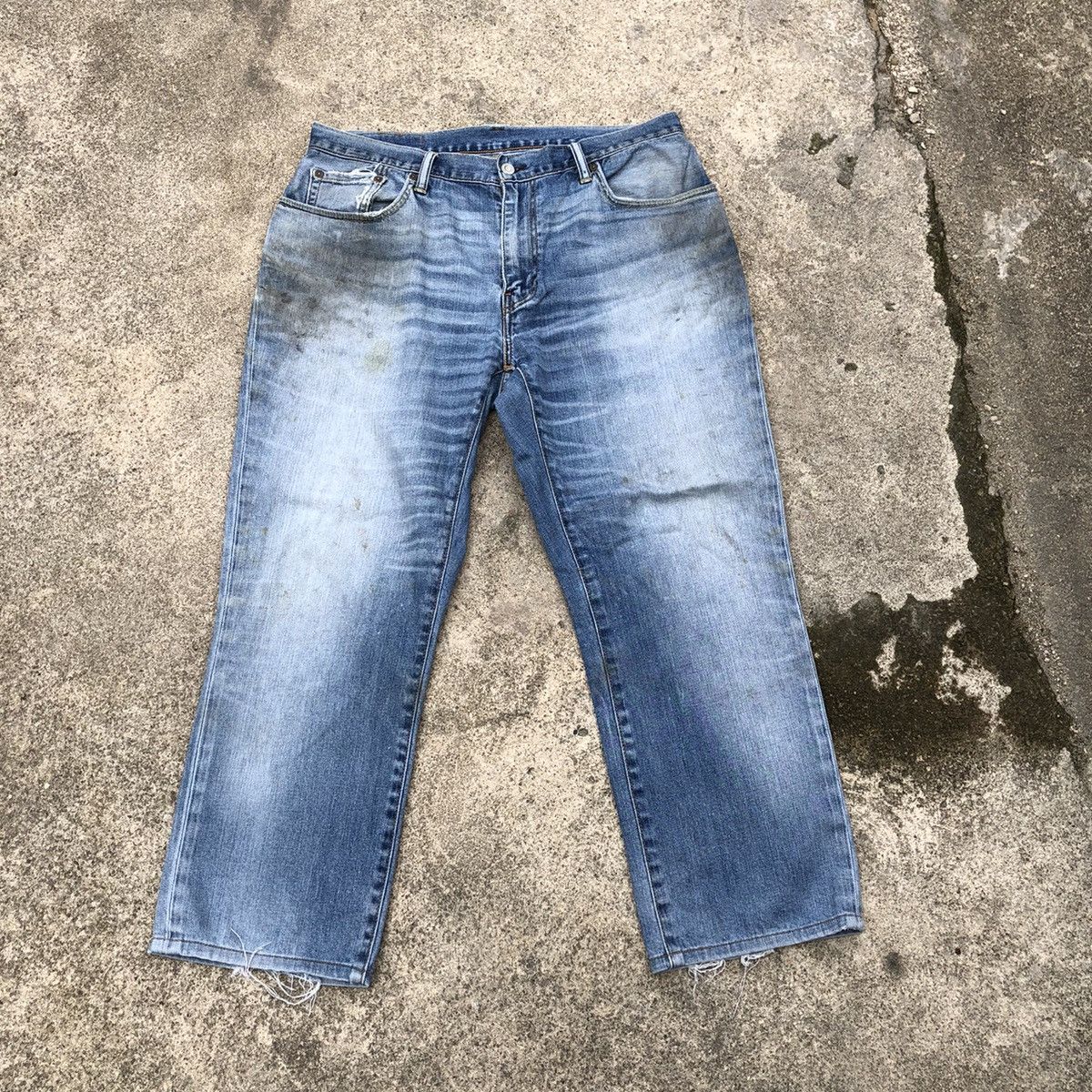 Levi's × Levi's Vintage Clothing 🔥Trash🔥Levis 551 Stoned Wash Rips Distress Dirty Denim Jeans Size US 34 / EU 50 - 1 Thumbnail