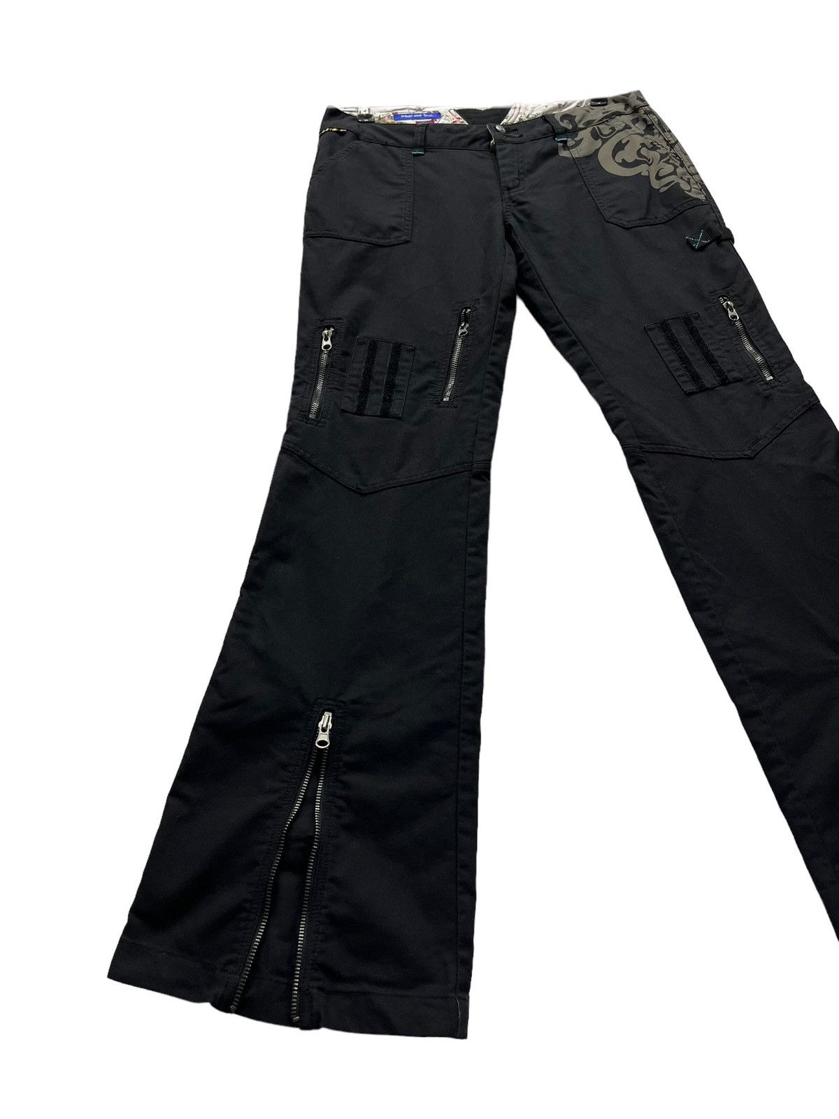 TRIPLE 5 SOUL Bondage Multizipper Tribal Tattoo Zipper Flare