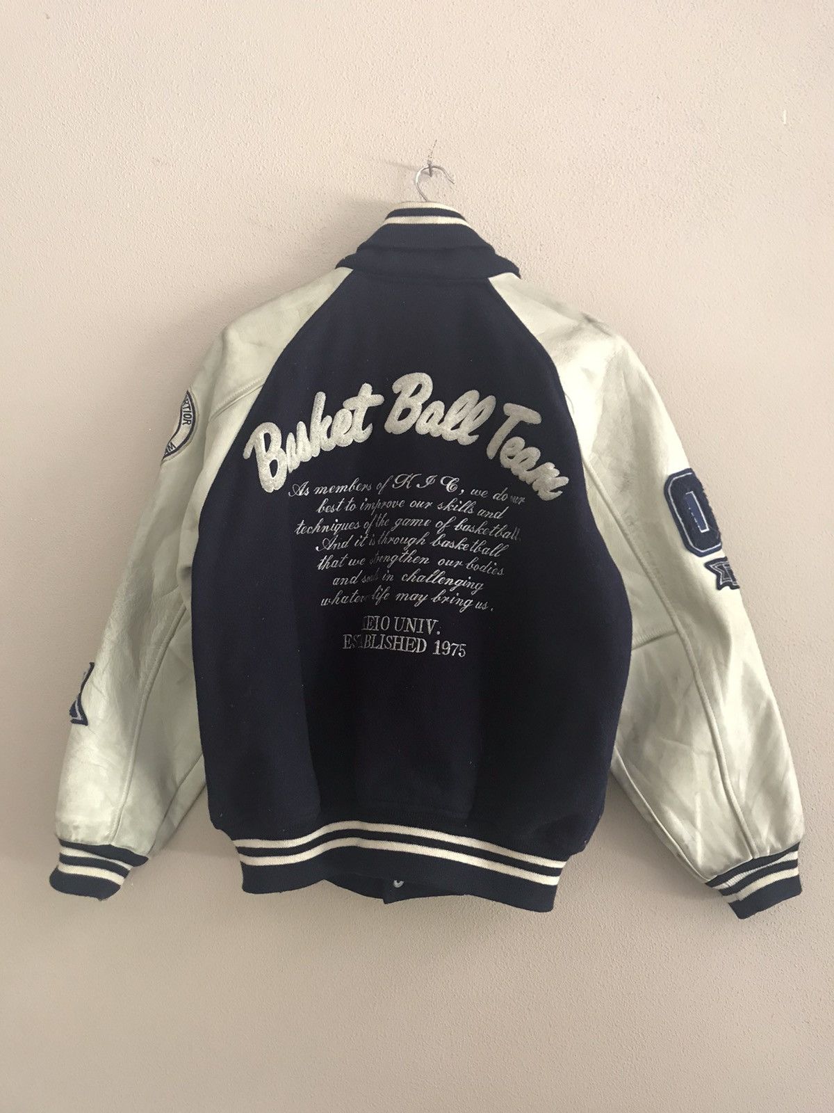 Vintage Basket Ball Team wool varsity leather sleeve jacket Size US M / EU 48-50 / 2 - 2 Thumbnail