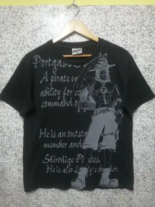 image of Cartoon Network x One Piece Portgas D Ace One Piece Japan Anime Tee Akira Evangelion in Black (Size